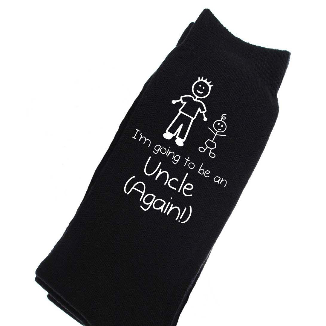 Mens I'm Going To Be An Uncle Again Black Calf Socks
