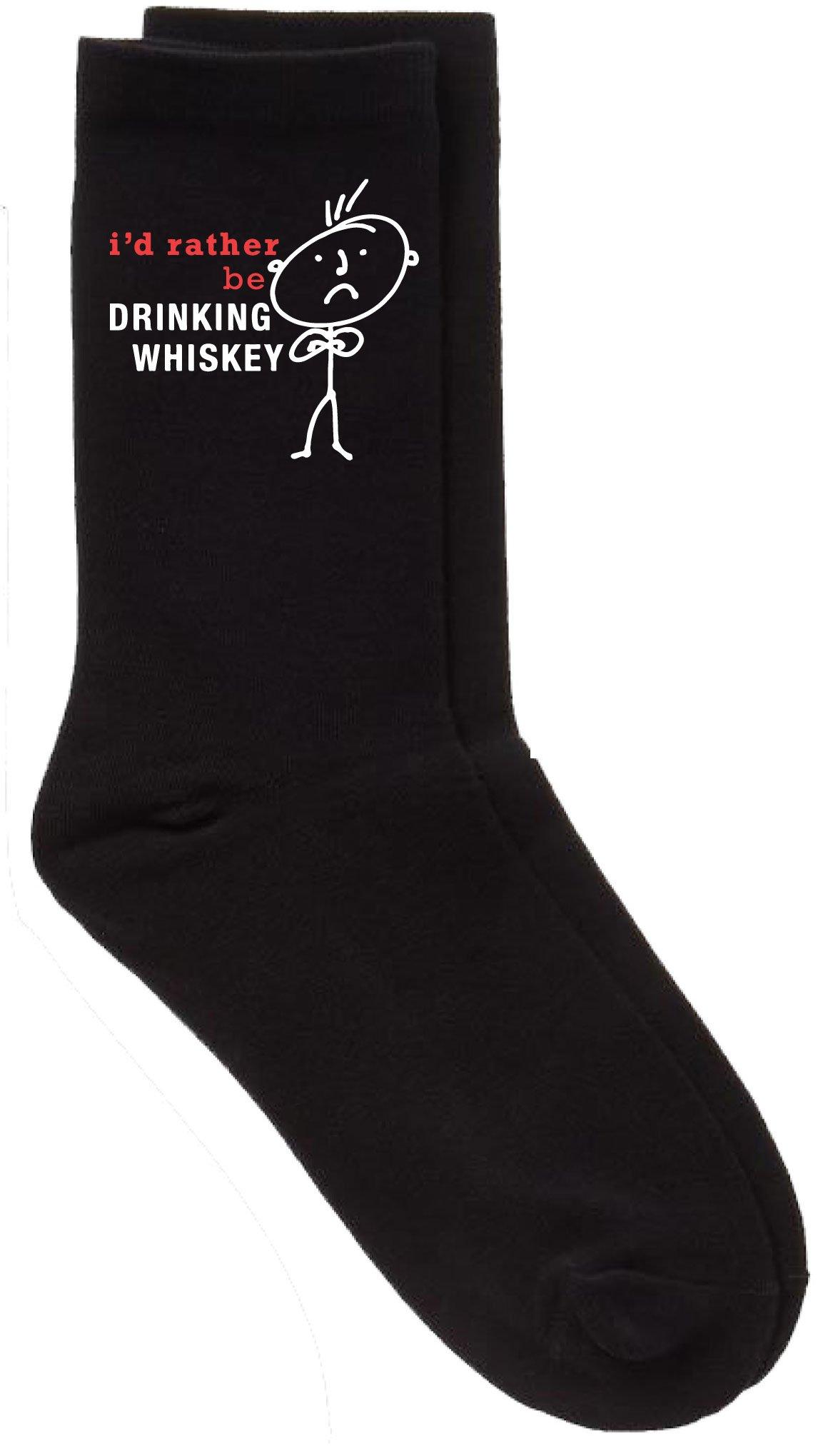 I'd Rather Be Drinking Whiskey Black Calf Socks