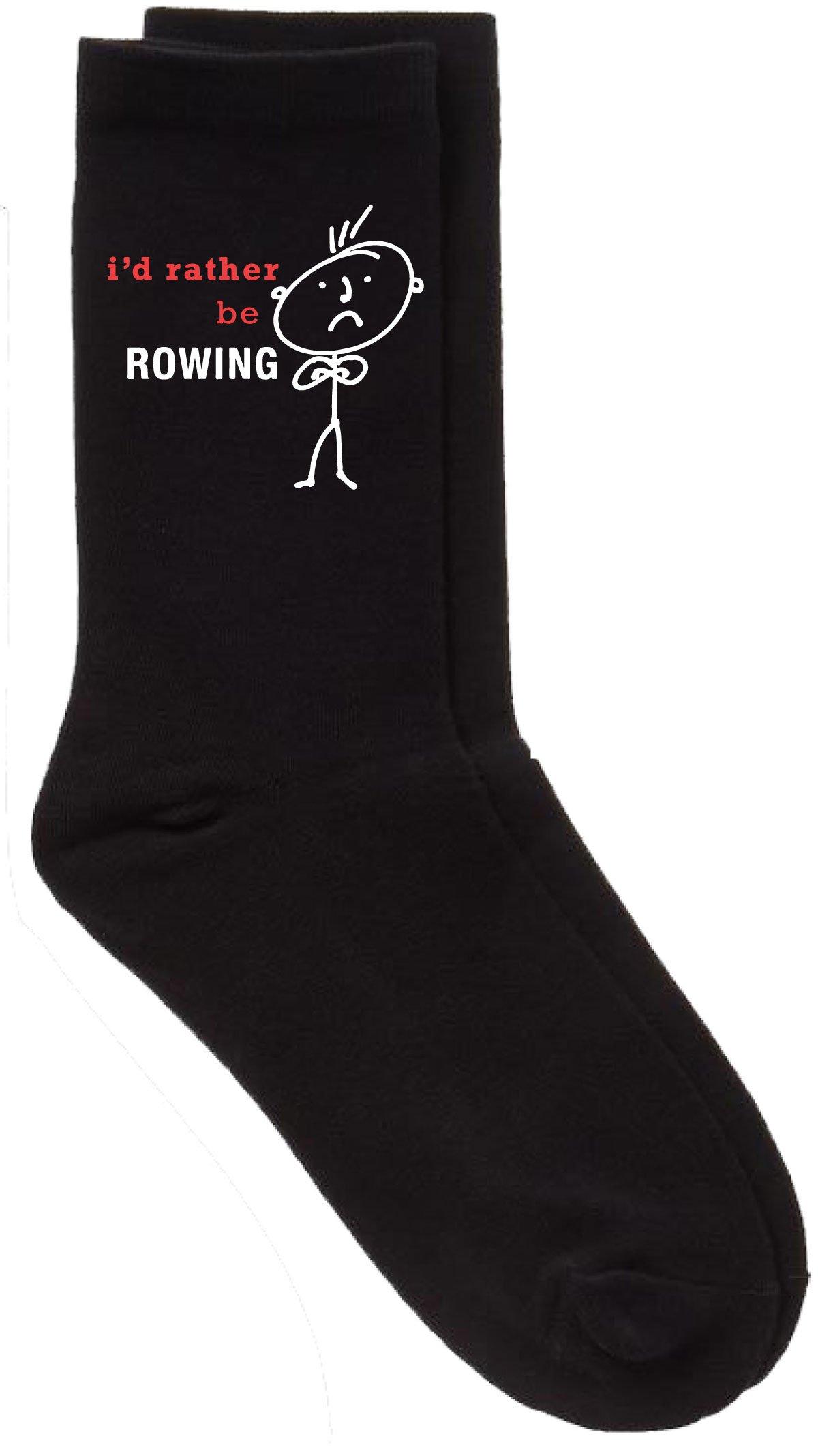 I'd Rather Be Rowing Black Calf Socks