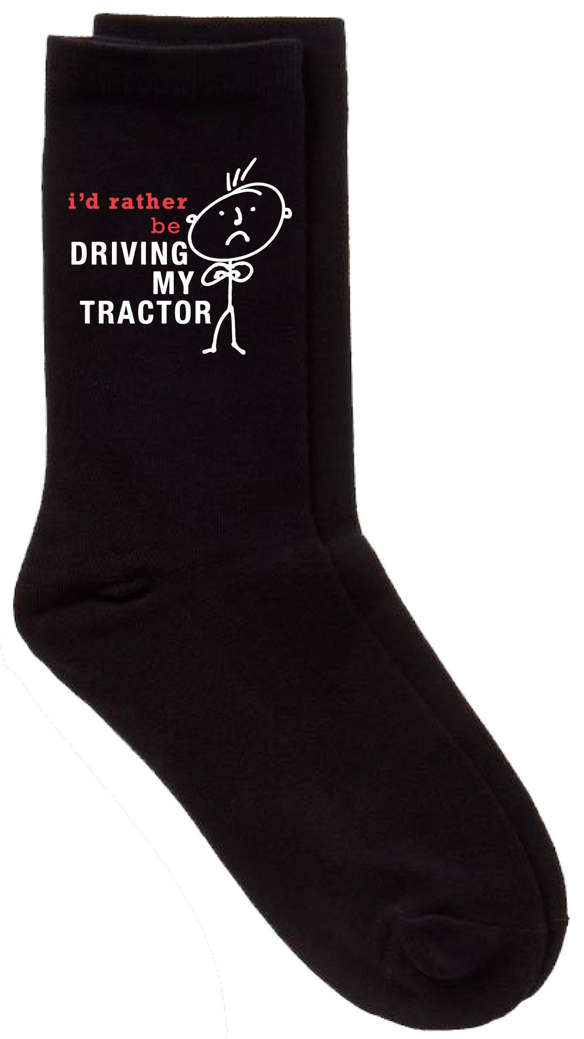 I'd Rather Be Driving My Tractor Black Calf Socks