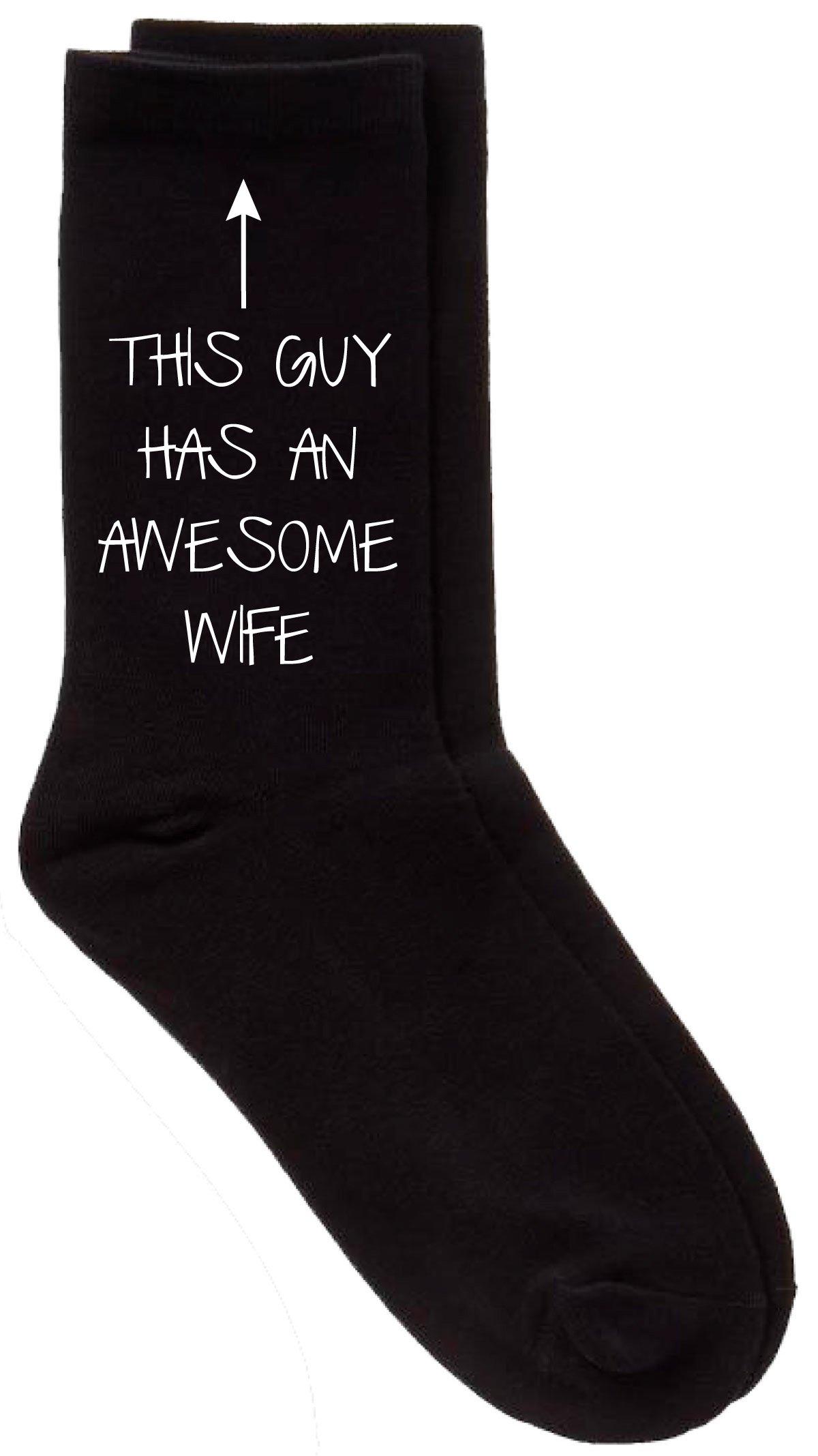 Mens This Guy Has An Awesome Wife Black Calf Socks