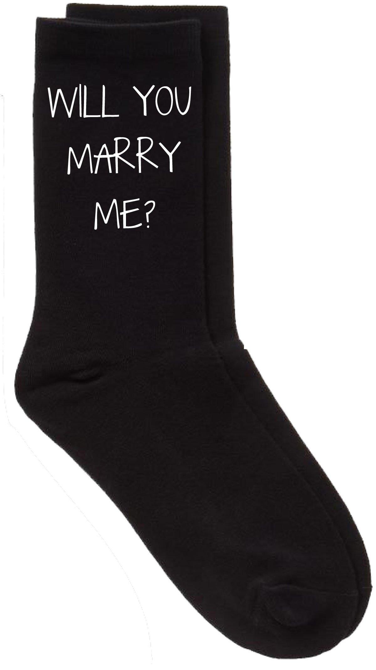 Mens Will You Marry Me? Black Calf Socks