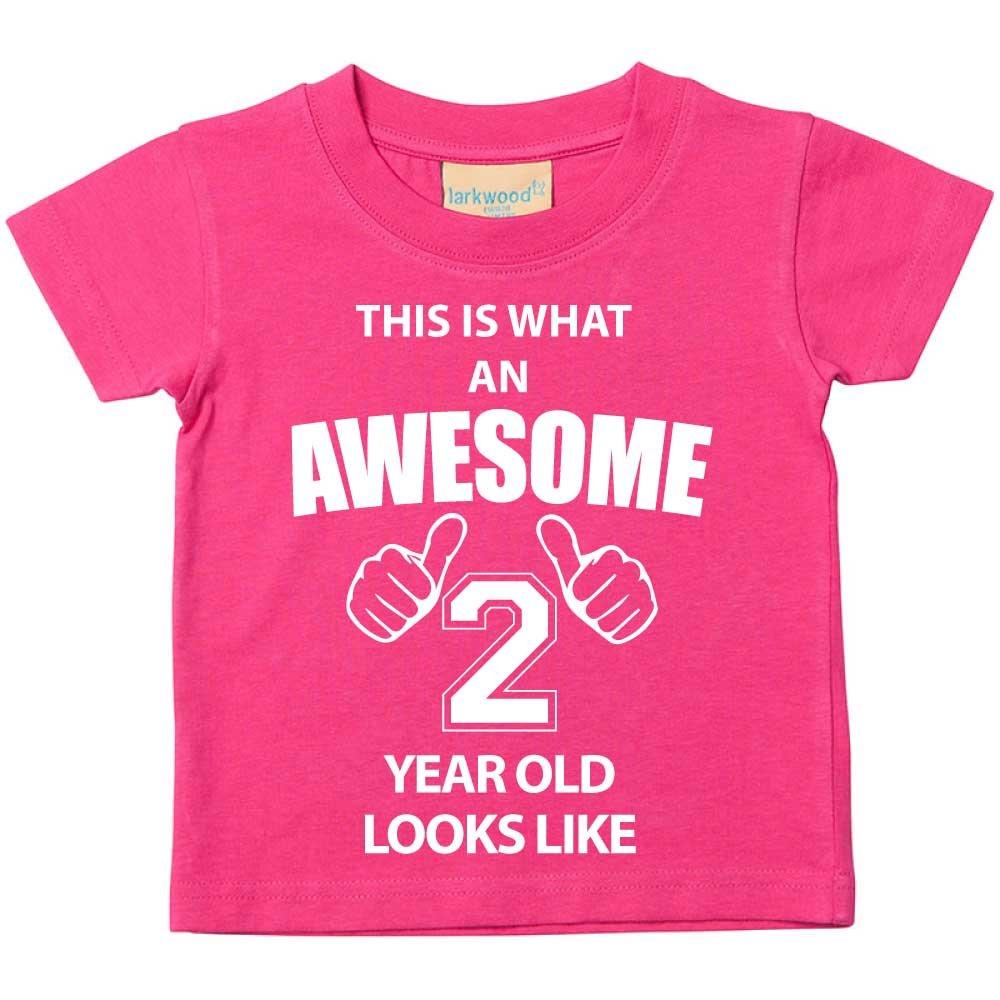 This is What An Awesome 2 Year Old Looks Like Pink Tshirt