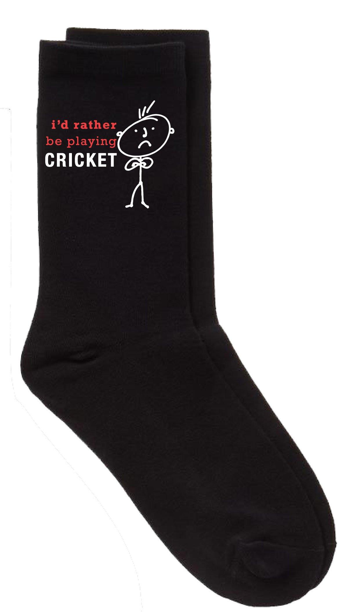 Mens Rather Be Playing Cricket Black Calf Socks