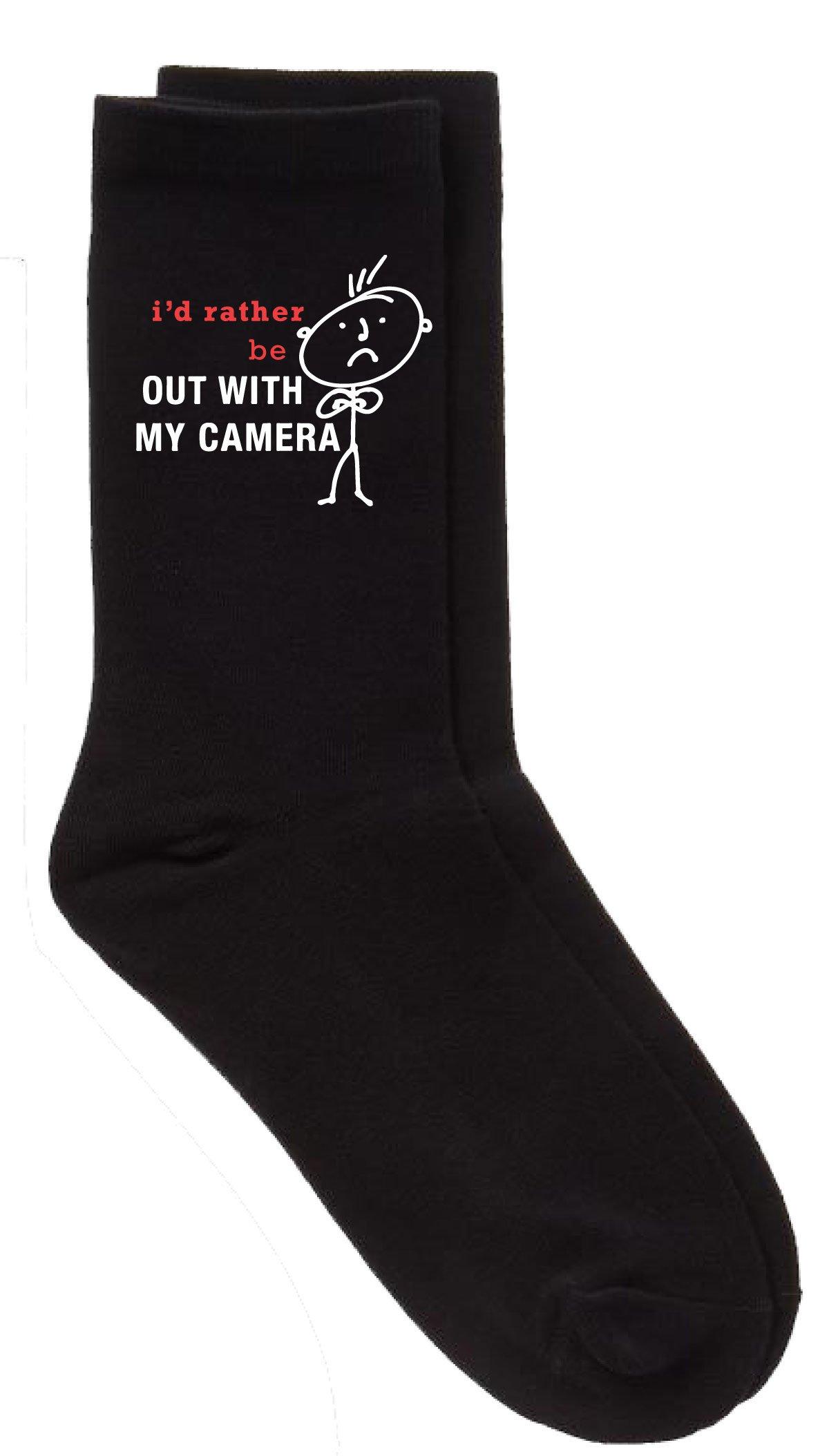 I'd Rather Be Out With My Camera Black Calf Socks