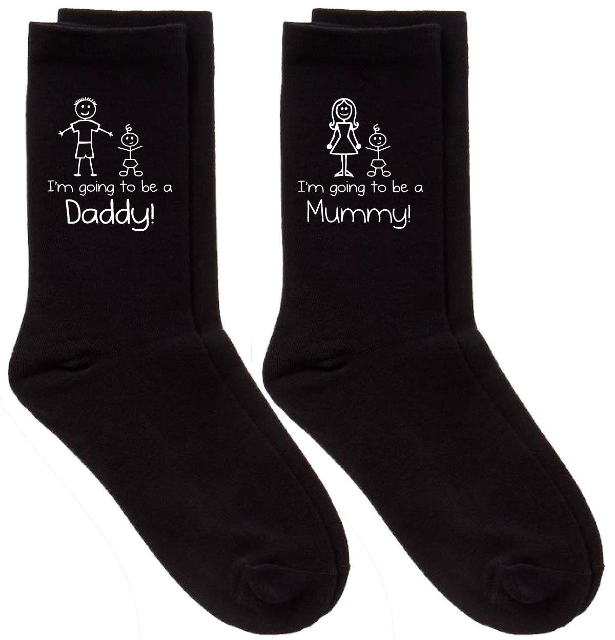 Couples I'm Going To Be A Mummy / Daddy Black Calf Sock Set