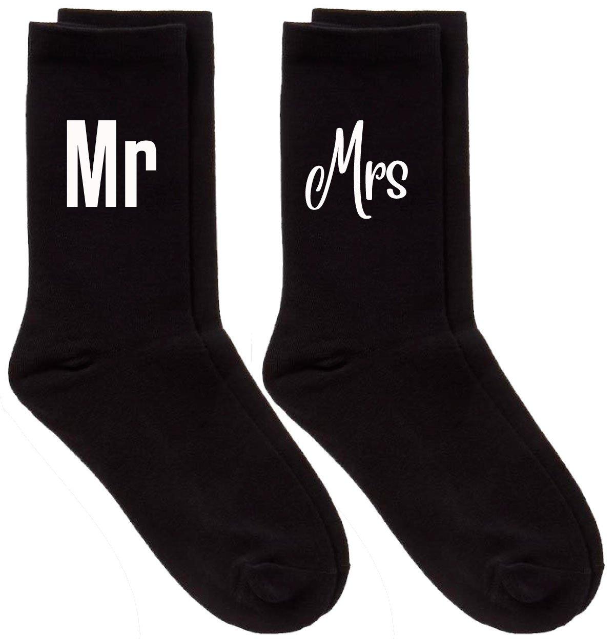 Couples Mr / Mrs Black Calf Sock Set