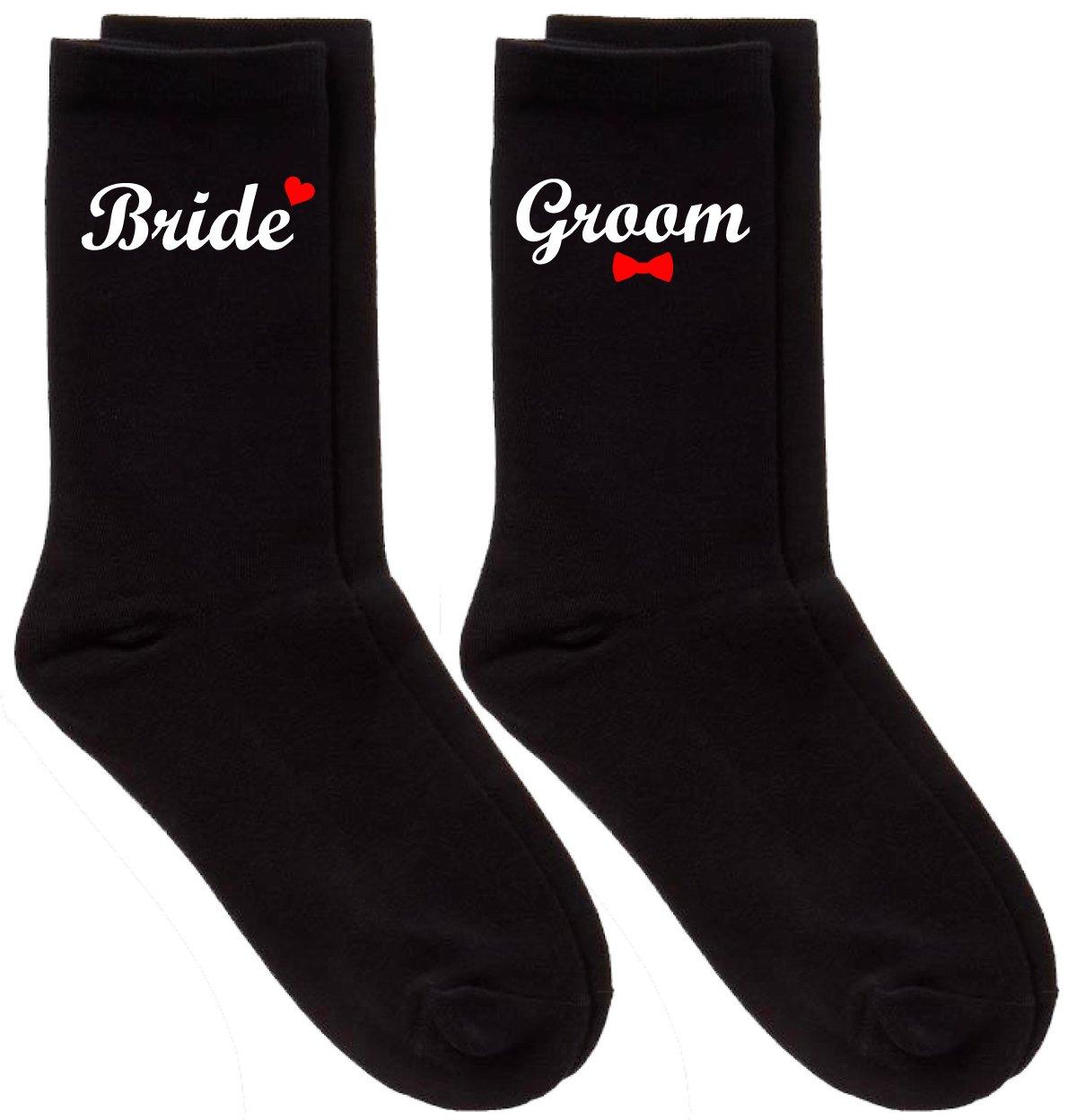 Couples Bride / Groom Black Calf Sock Set
