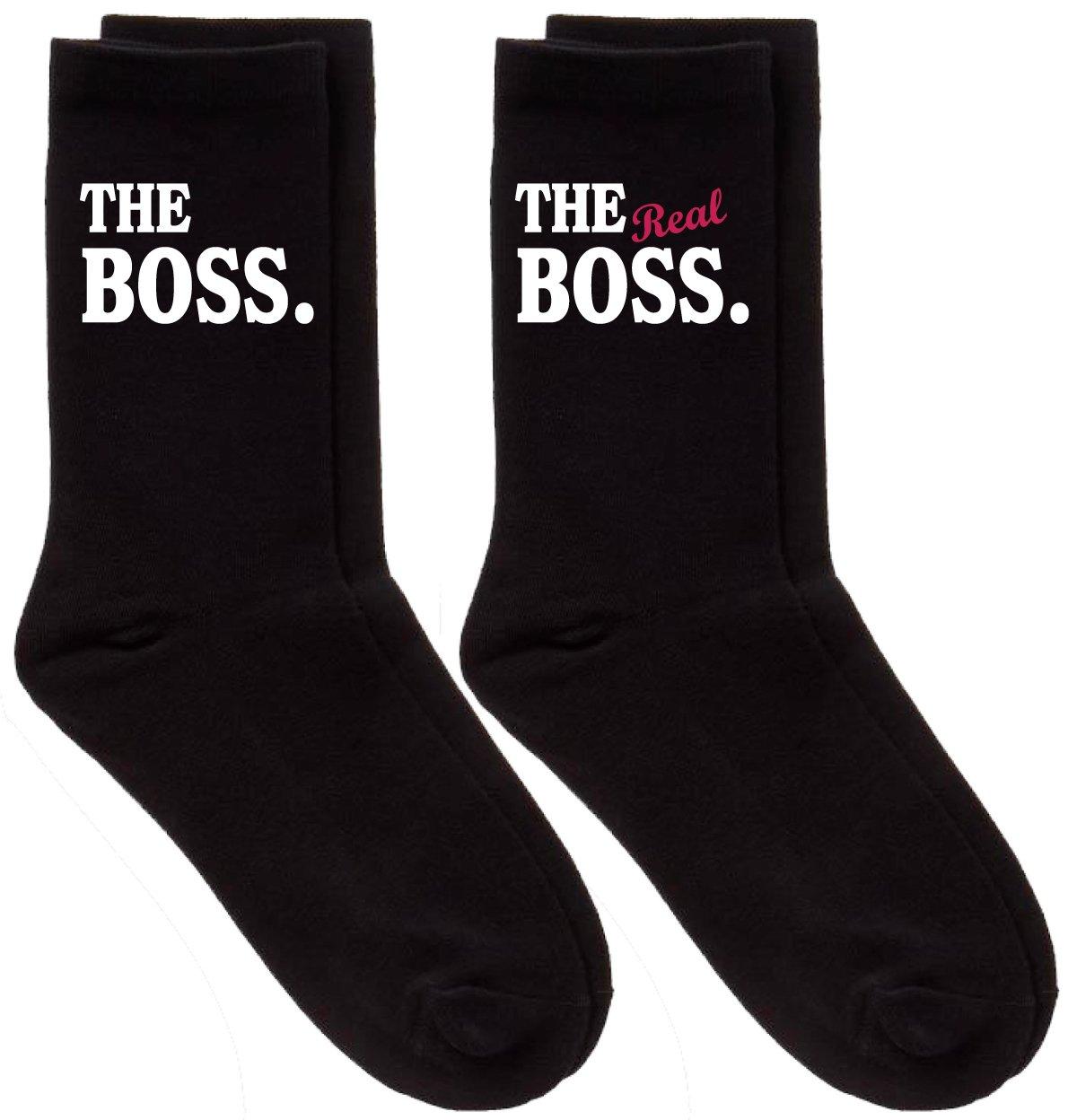 Couples The Boss The Real Boss Black Calf Sock Set