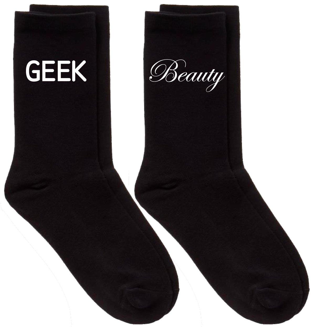 Couples Beauty / Geek Black Calf Sock Set