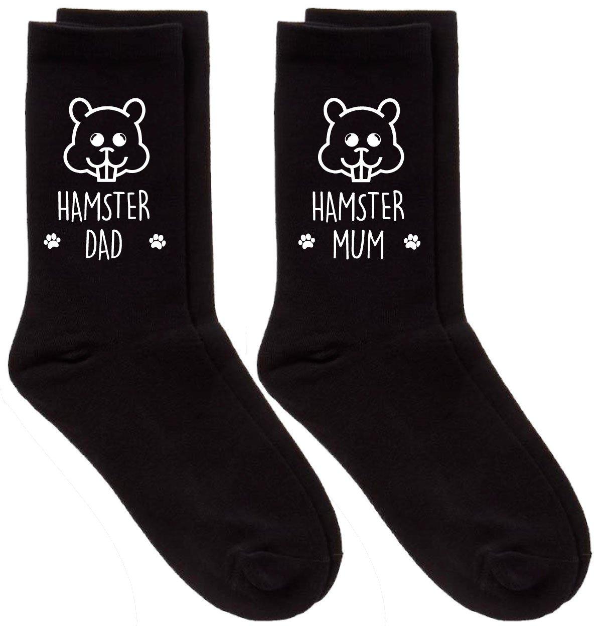 Couples Hamster Mum Dad Black Calf Sock Set