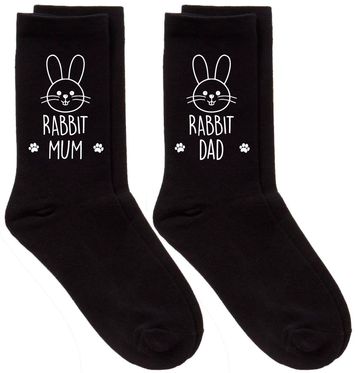 Couples Rabbit Mum Dad Black Calf Sock Set
