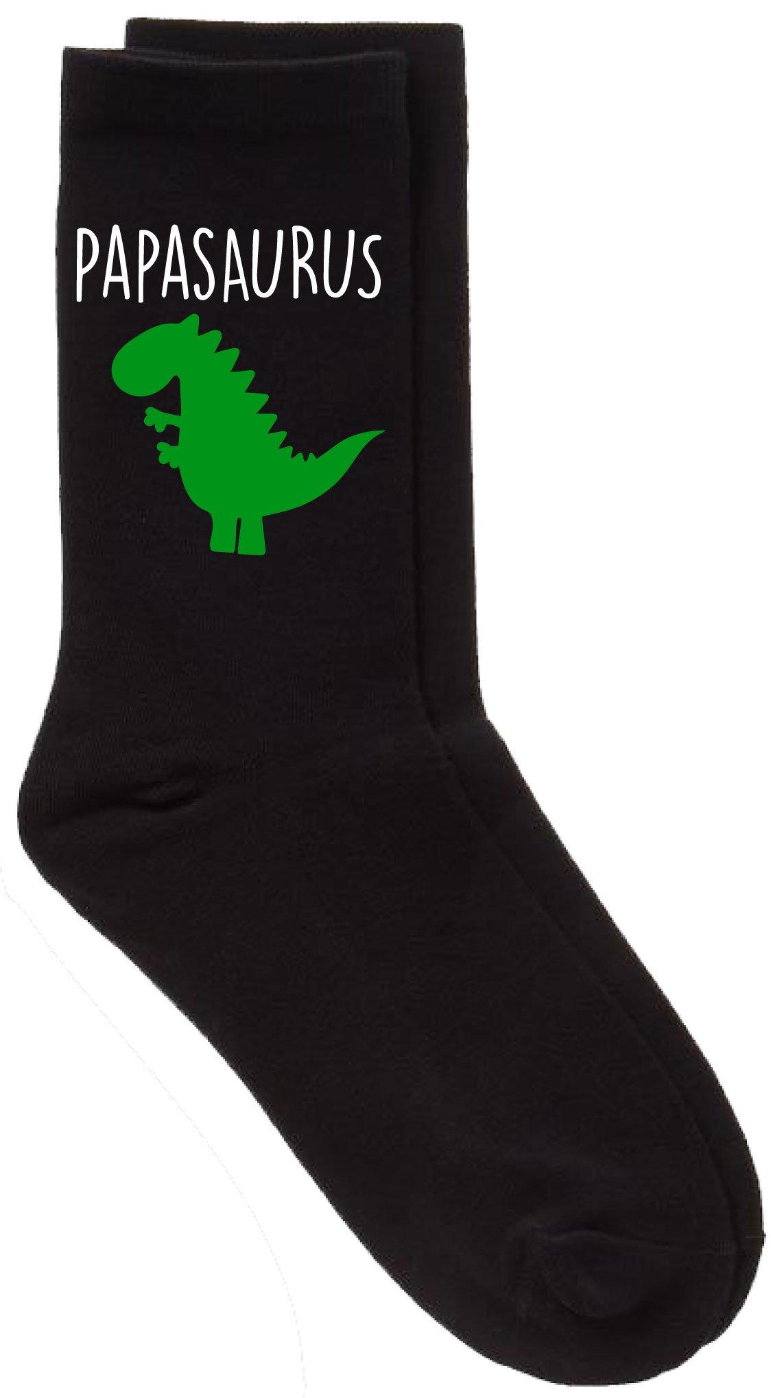 Papa Dinosaur Papasaurus Black Calf Socks