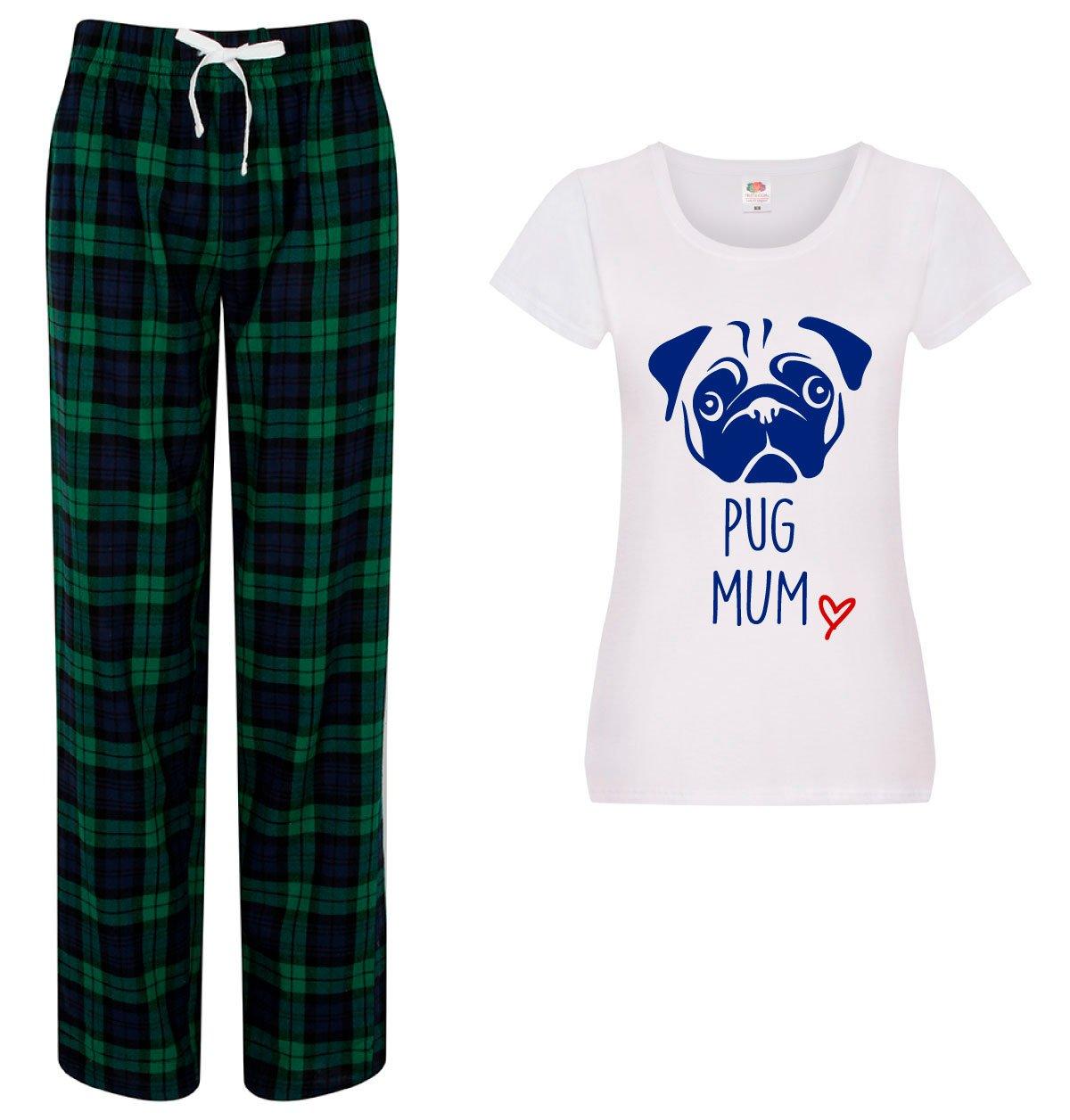Pug Mum Pyjamas Ladies Tartan Trouser Bottoms Pyjama Dog Pyjamas