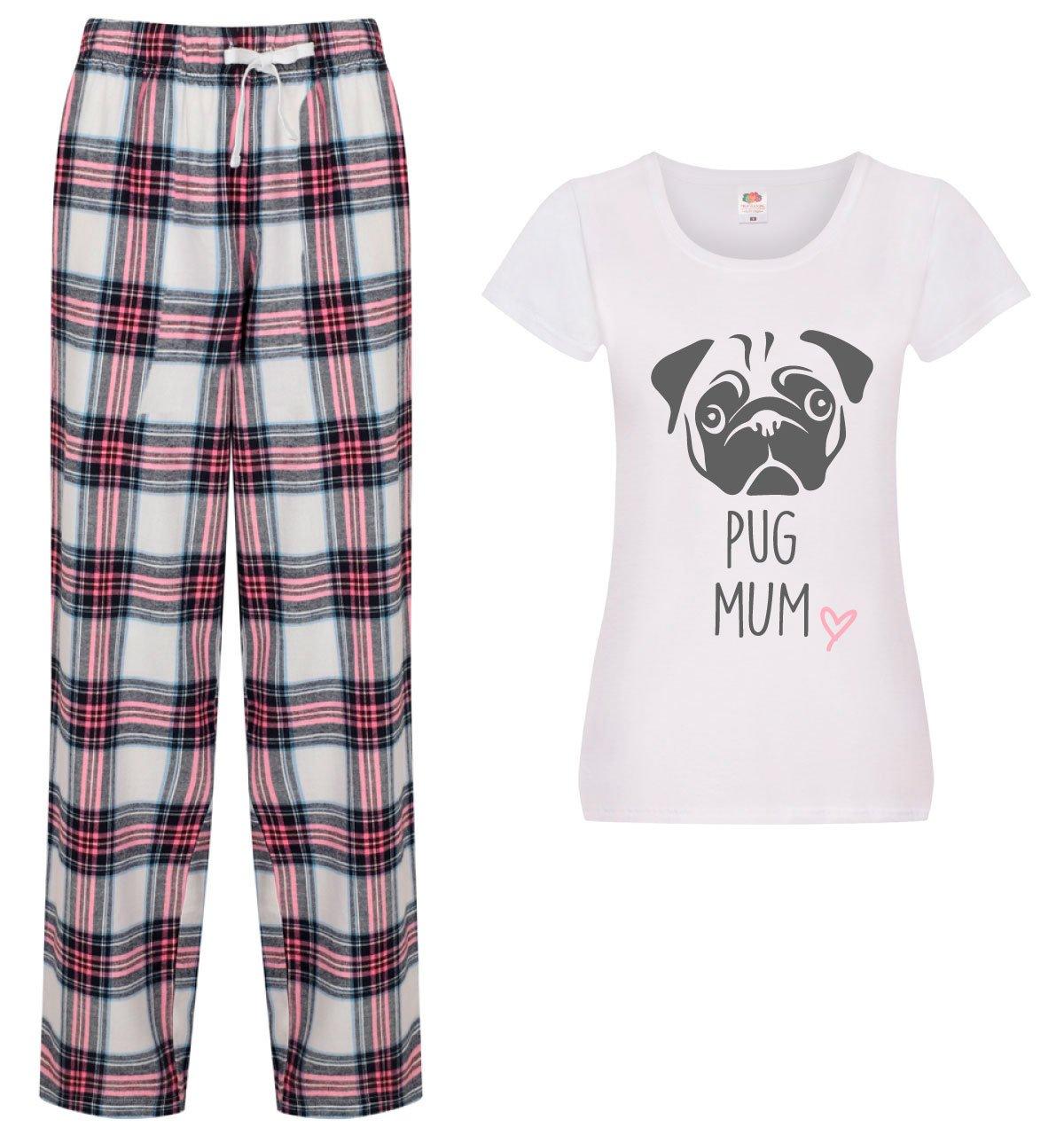 Pug Mum Pyjamas Ladies Tartan Trouser Bottoms Pyjama Dog Pyjamas