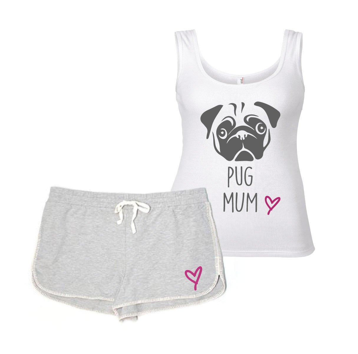 Pug Mum PJ's Pug Lounge Wear Grey and White
