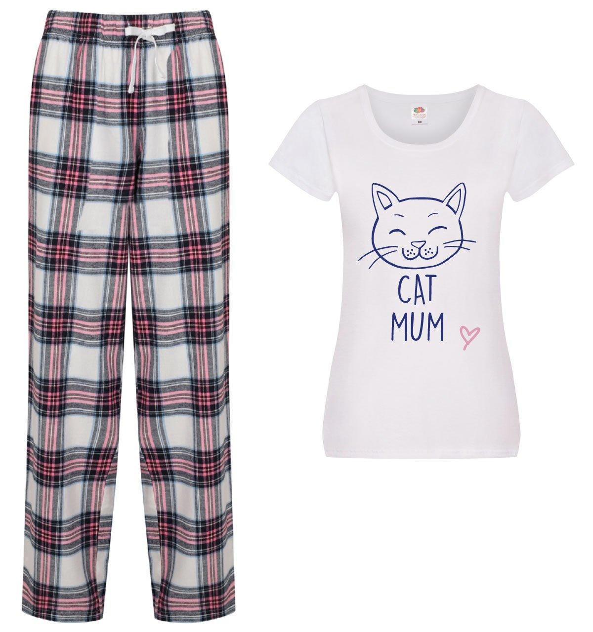 Cat Mum Pyjamas Ladies Tartan Trouser Bottoms Pyjama