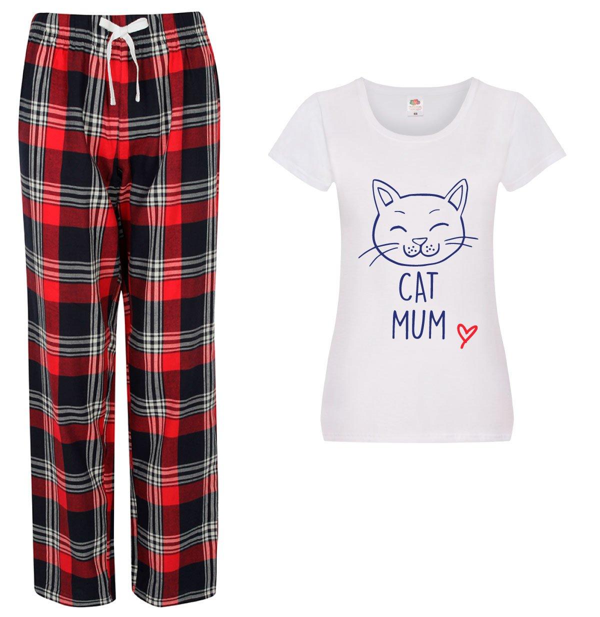 Cat Mum Pyjamas Ladies Tartan Trouser Bottoms Pyjama