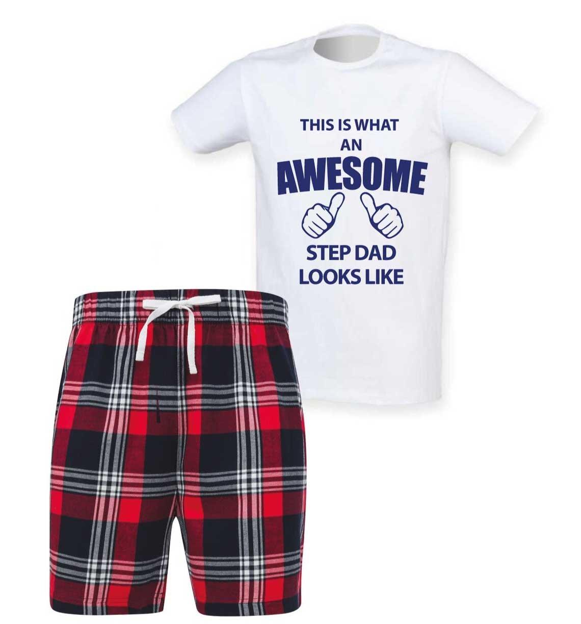 This Is What An Awesome Step Dad Looks Like Tartan Short Pyjama Set