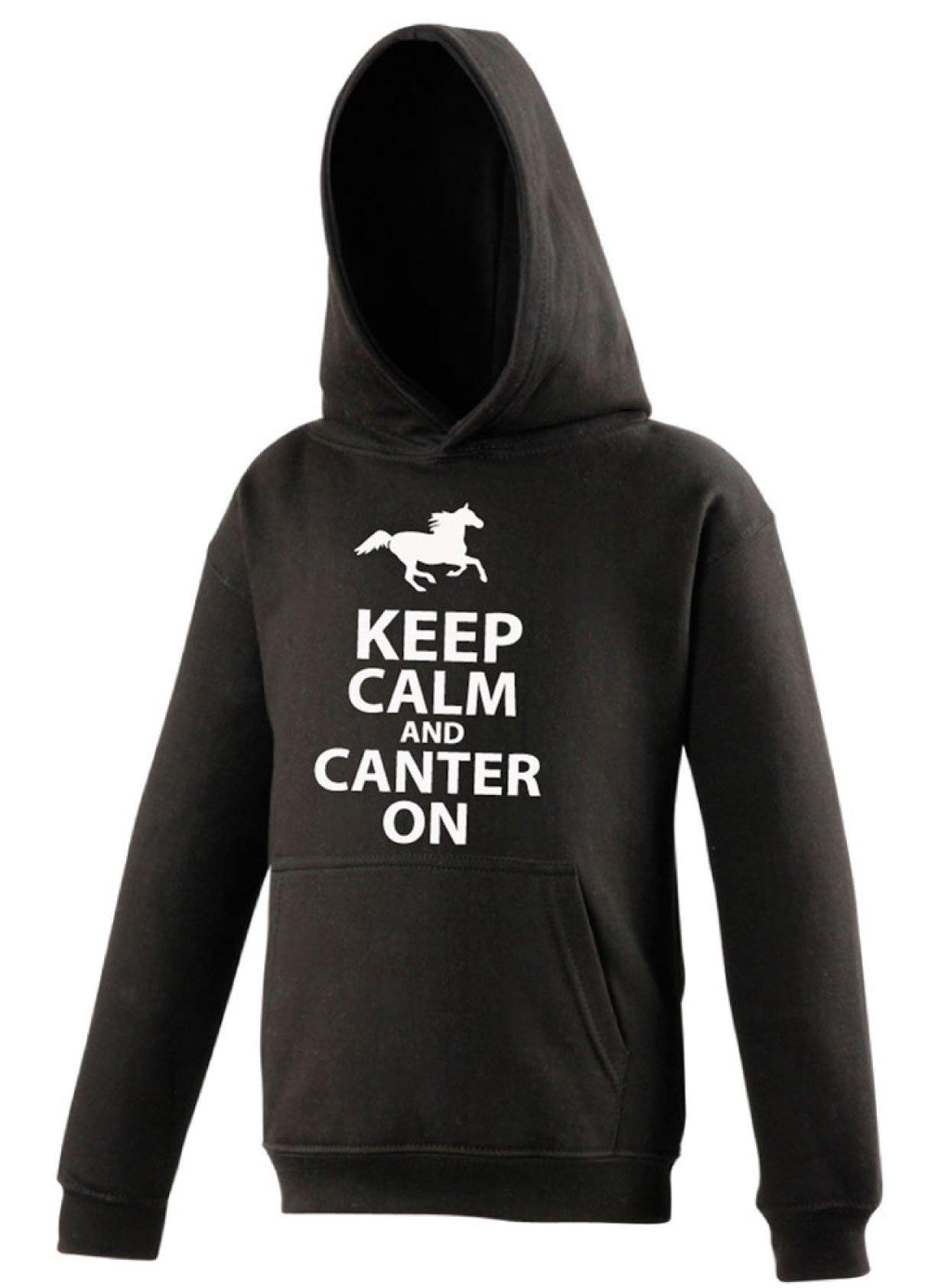 Kids Black Keep Calm and Canter On Hoodie