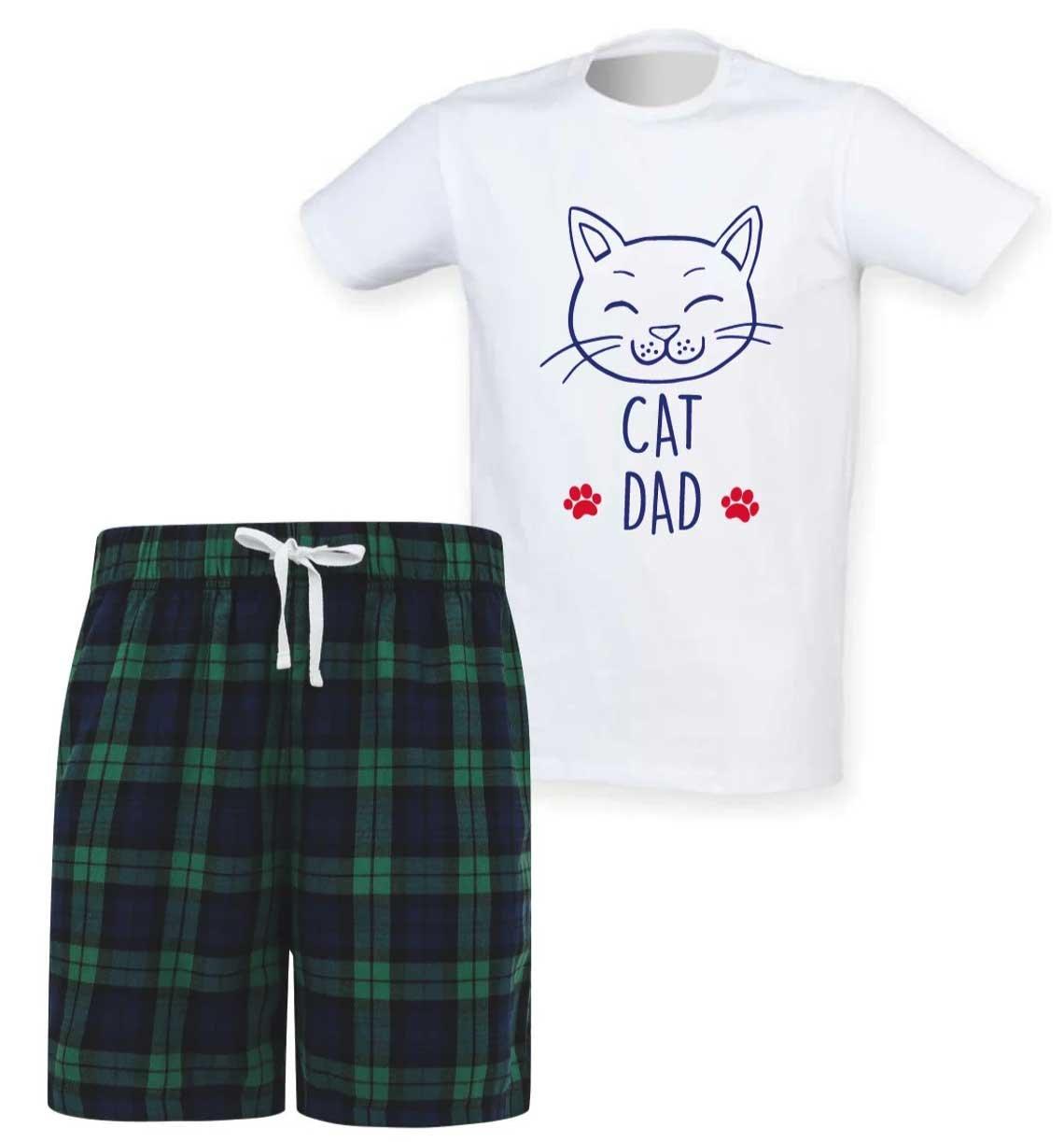 Cat Dad Tartan Short Pyjama Set