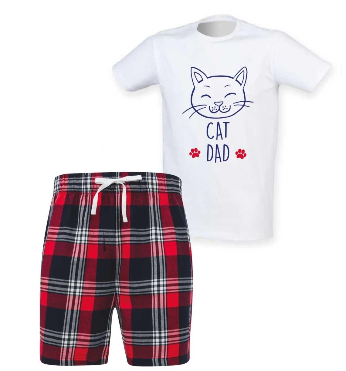 Cat Dad Tartan Short Pyjama Set