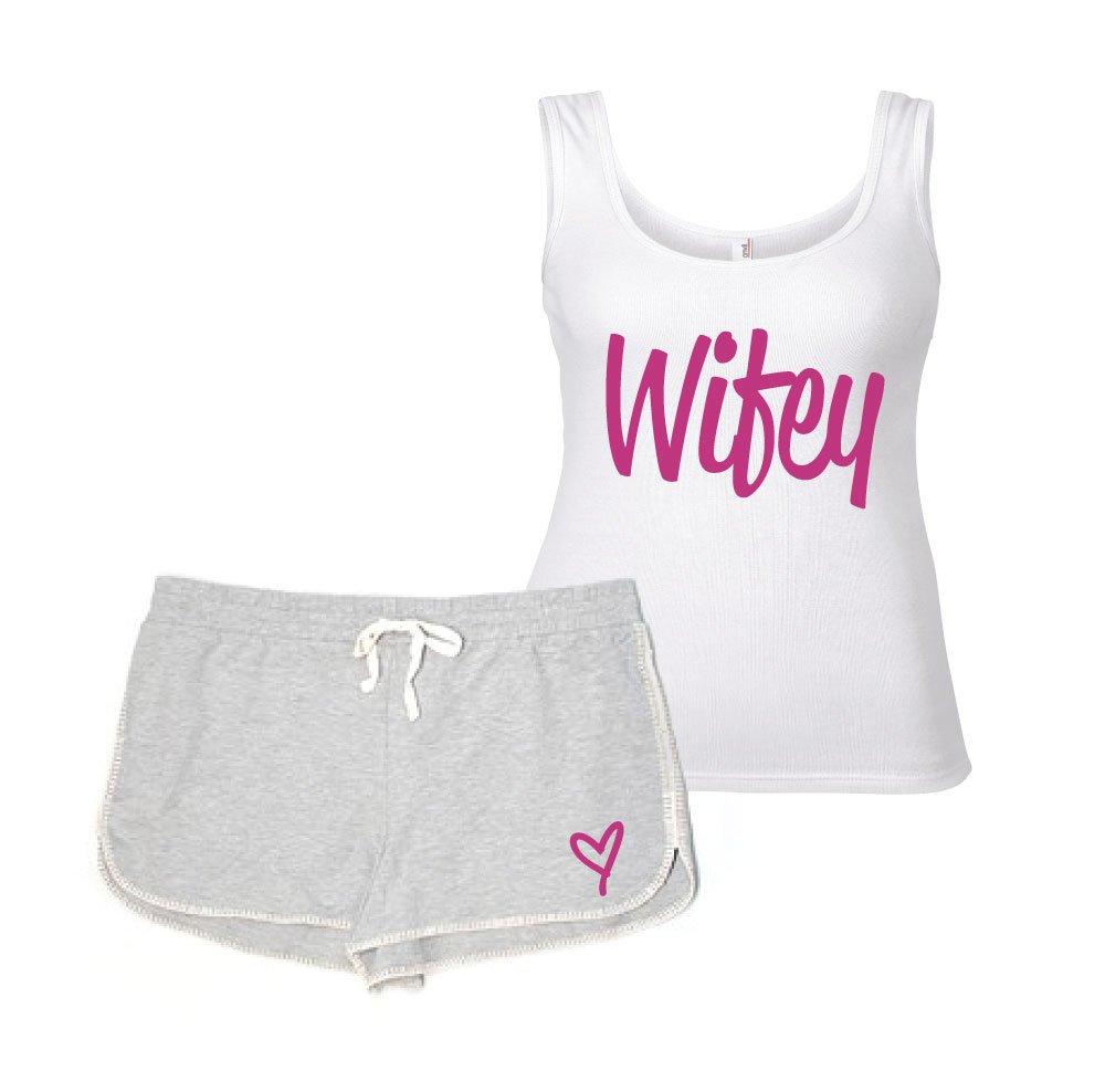 Wifey Pyjama Set PJ's Loungewear Lounge Wear Grey and White