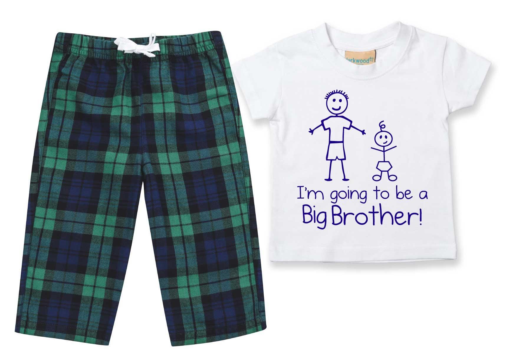 I'm Going To Be A Big Brother Pyjamas Children Tartan Trouser Bottoms Pyjama Set Big Brother