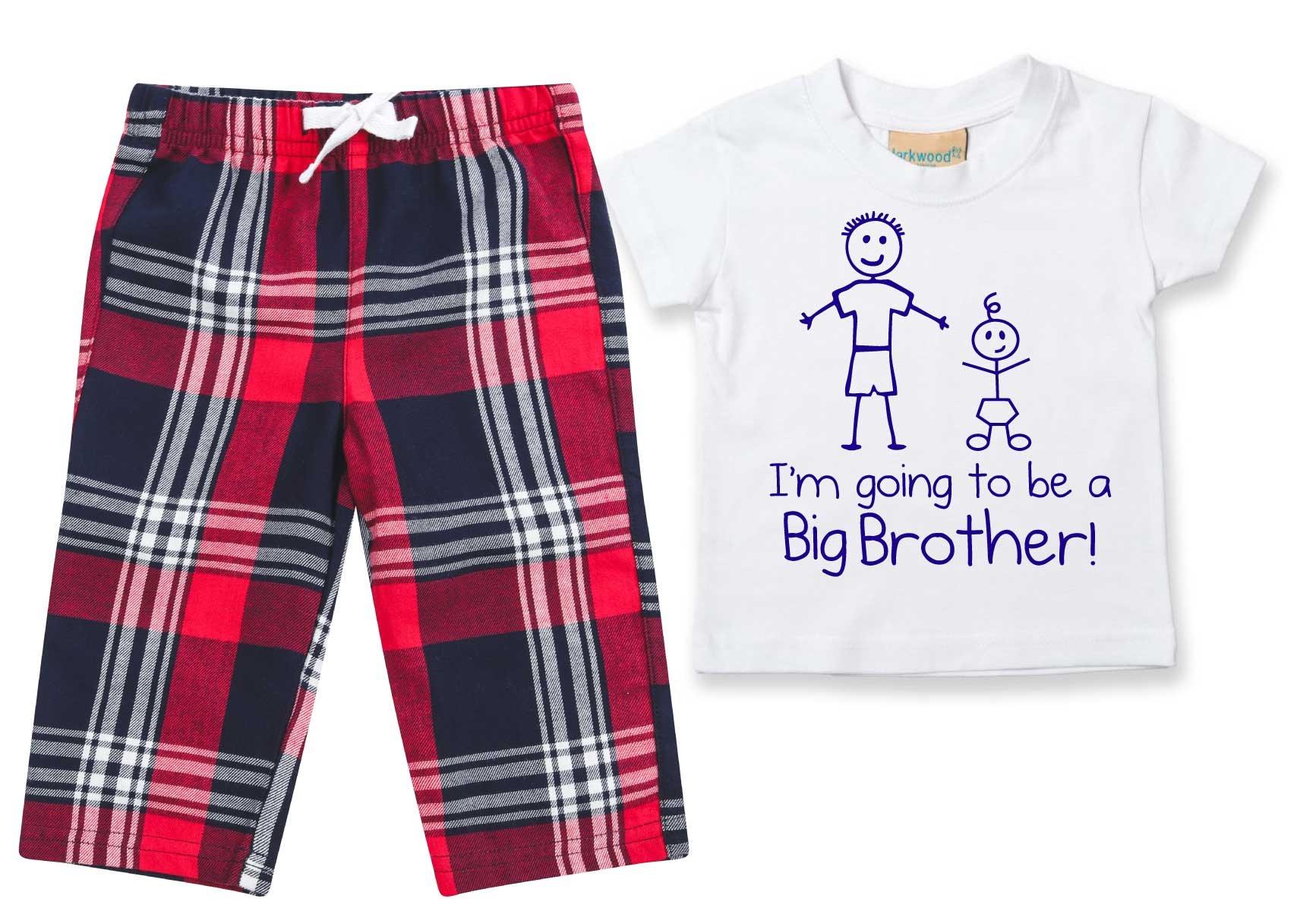 I'm Going To Be A Big Brother Pyjamas Children Tartan Trouser Bottoms Pyjama Set Big Brother
