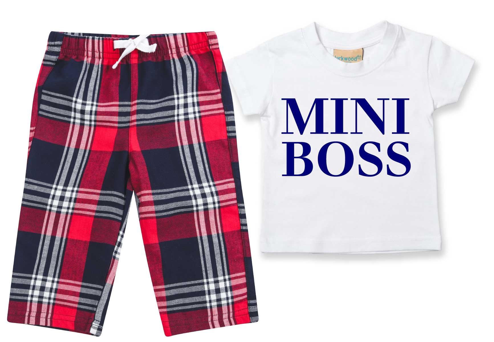 Mini Boss Pyjamas Children Tartan Trouser Bottoms Pyjama Set  Sister
