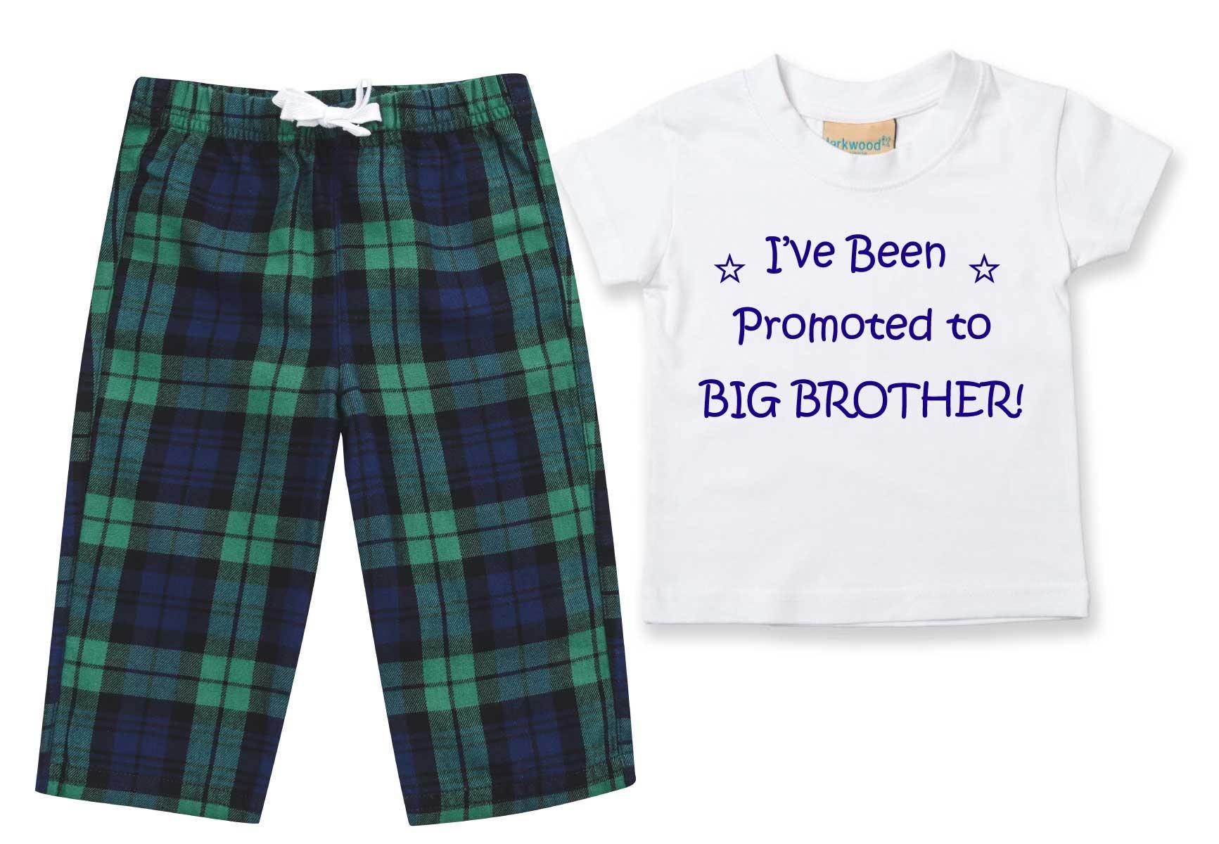 I've Been Promoted To Big Brother Pyjamas Children Tartan Trouser Bottoms Pyjama Set Big Brother