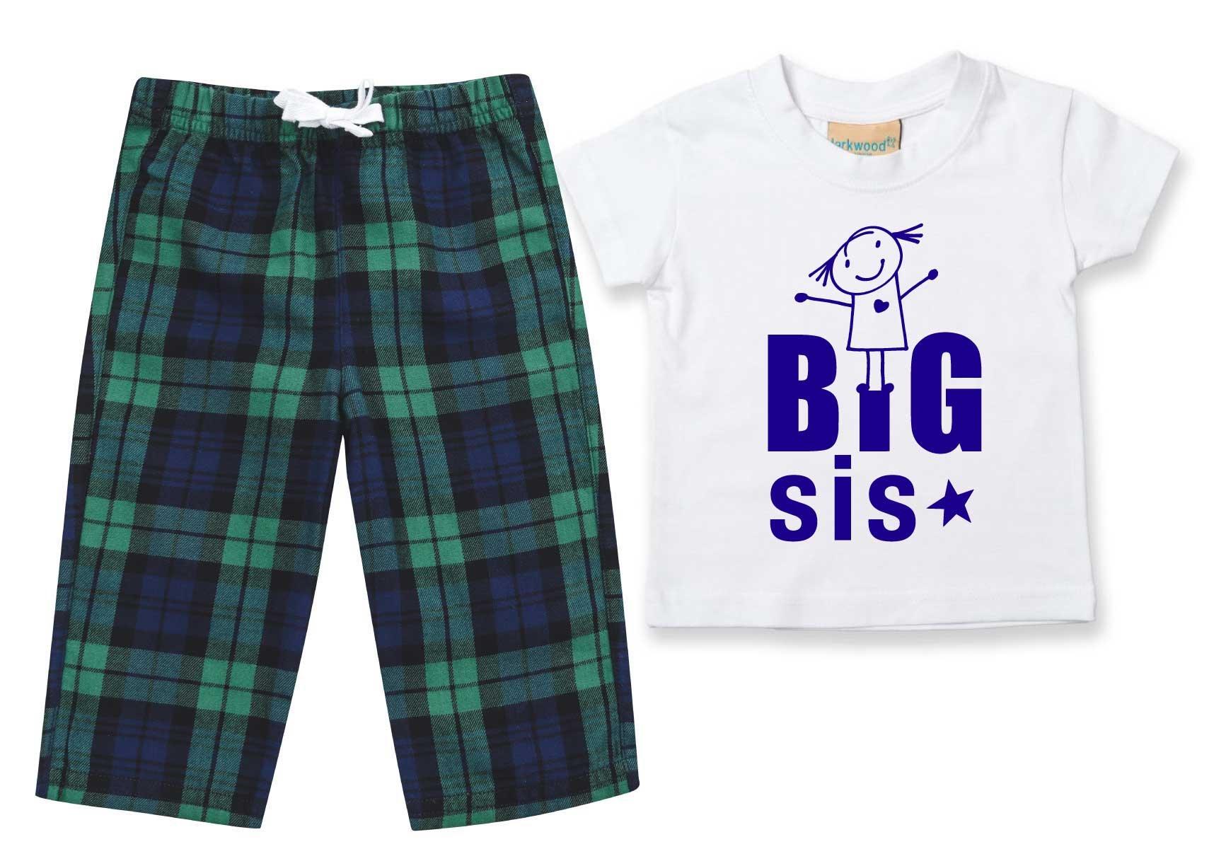 Big Sis Pyjamas Children Tartan Trouser Bottoms Pyjama Set  Sister