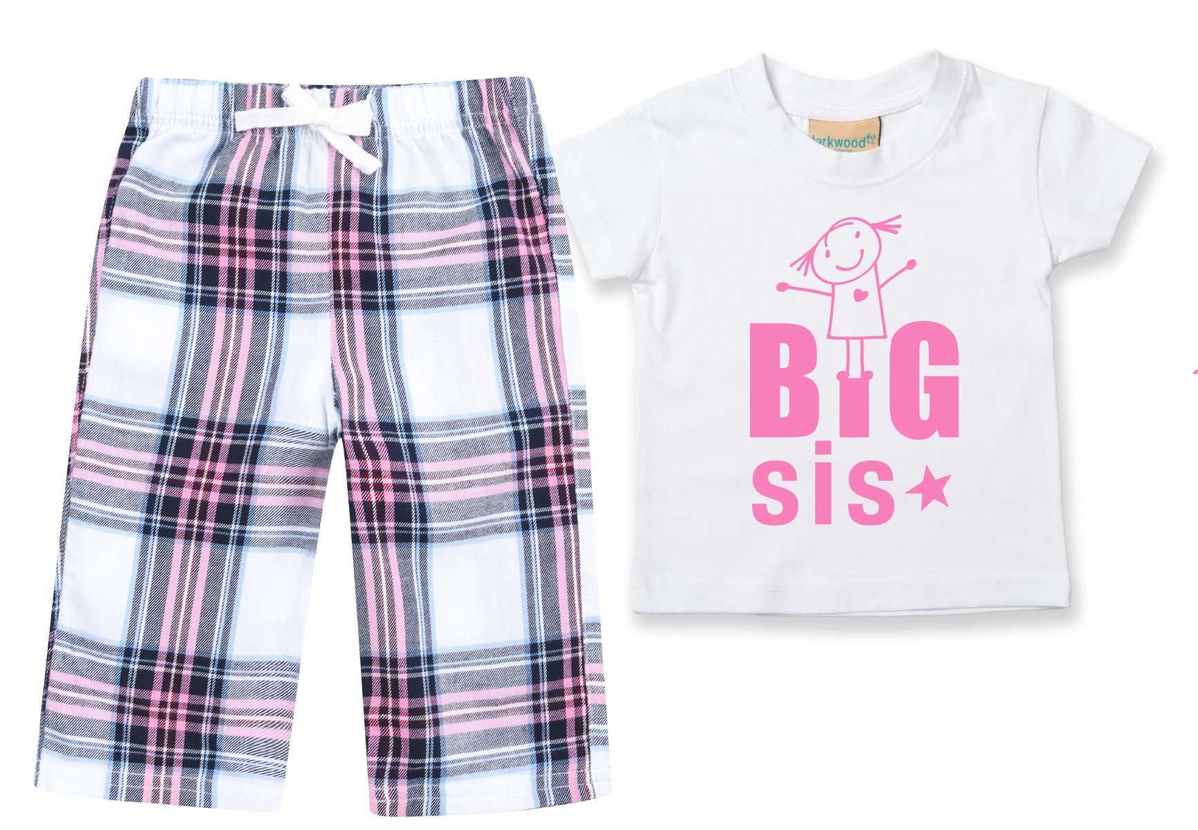 Big Sis Pyjamas Children Tartan Trouser Bottoms Pyjama Set  Sister