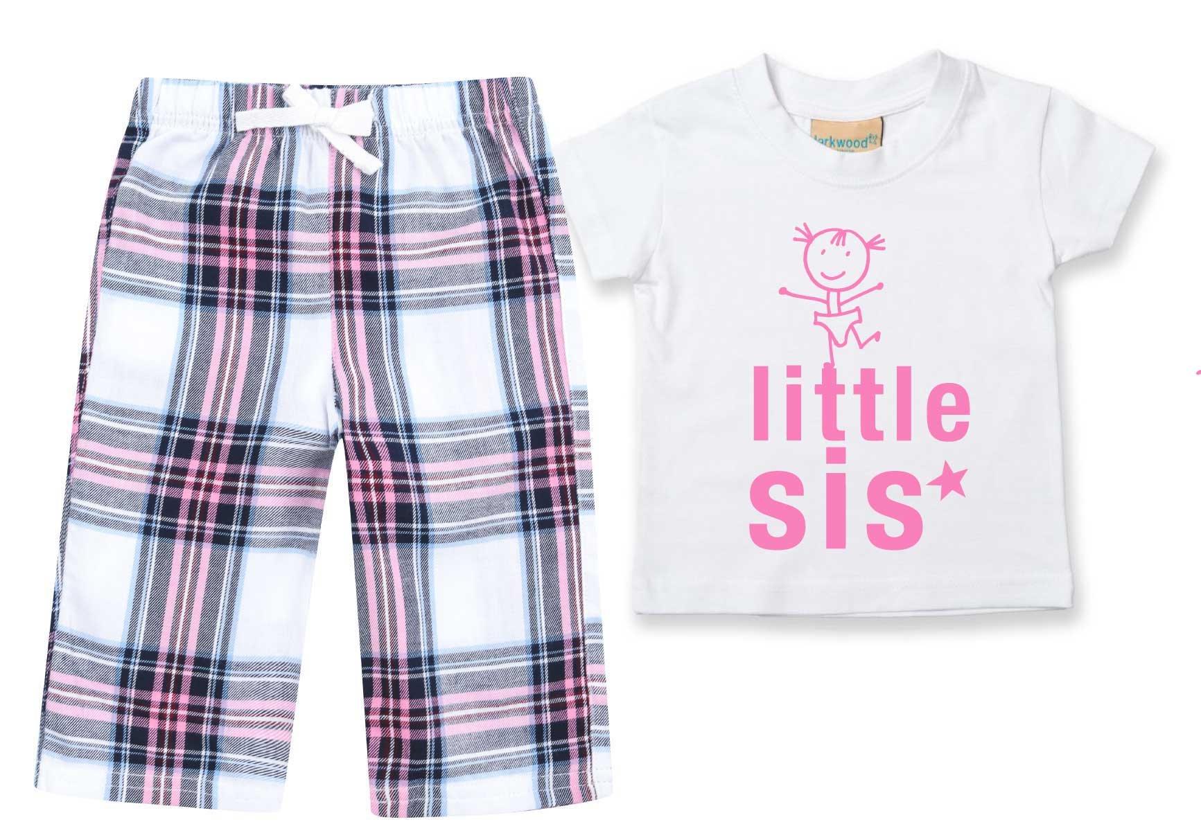 Little Sis Pyjamas Children Tartan Trouser Bottoms Pyjama Set  Sister
