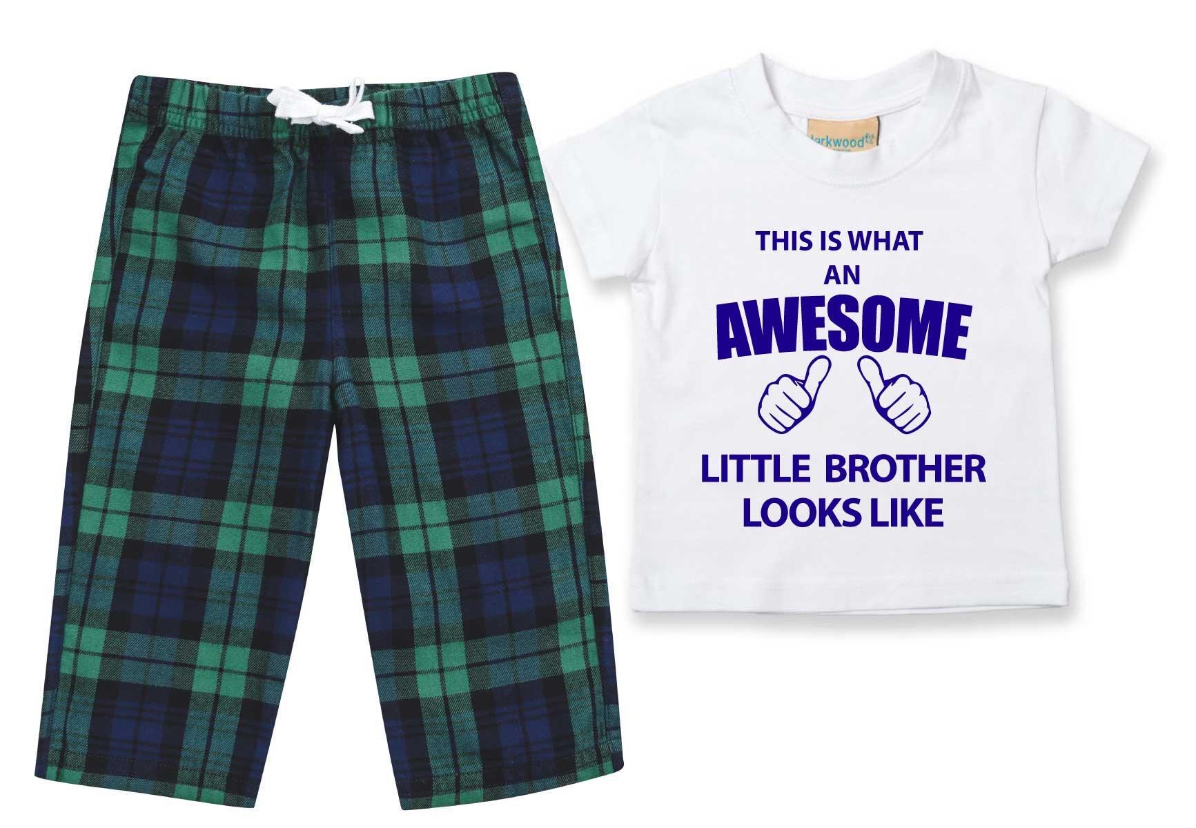 Awesome Little Brother Pyjamas Children Tartan Trouser Bottoms Pyjama Set Little Brother