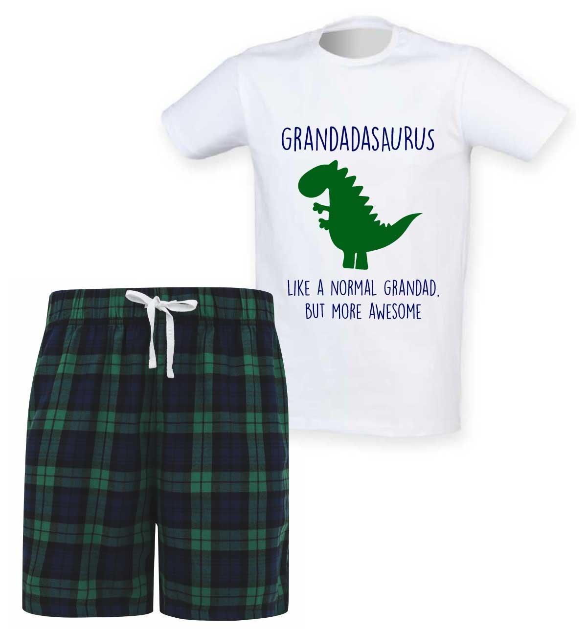 Grandad Dinosaur Tartan Trouser Pyjama Set Family