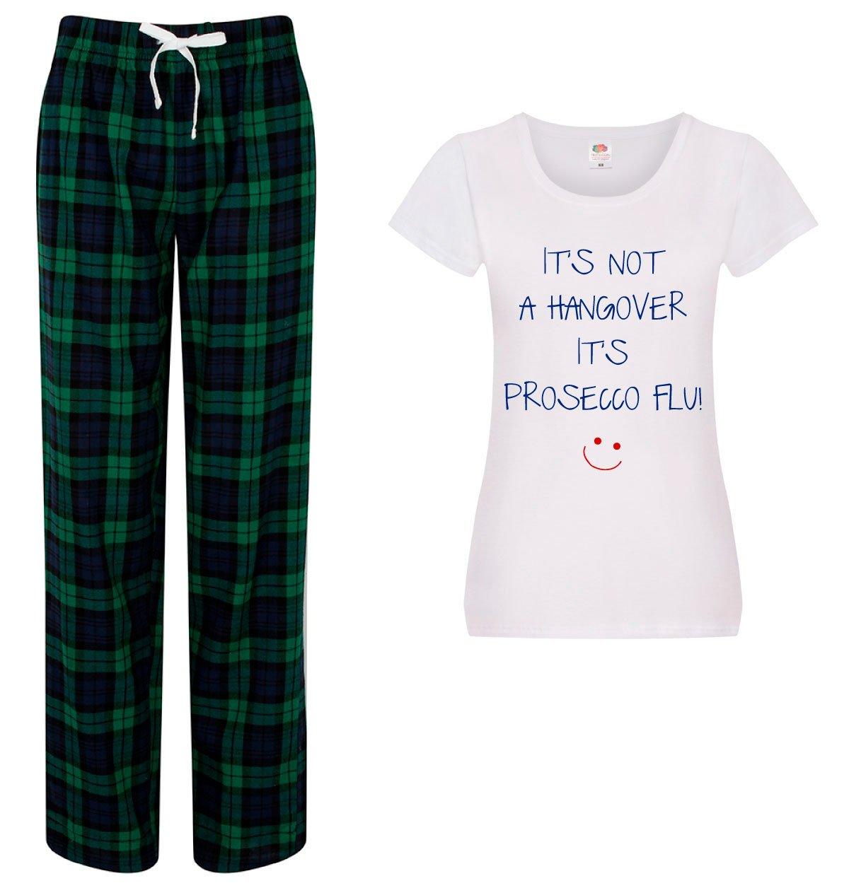 It's Not A Hangover It's Prosecco Flu PJ's Loungewear Lounge Wear Tartan Trouser Pants