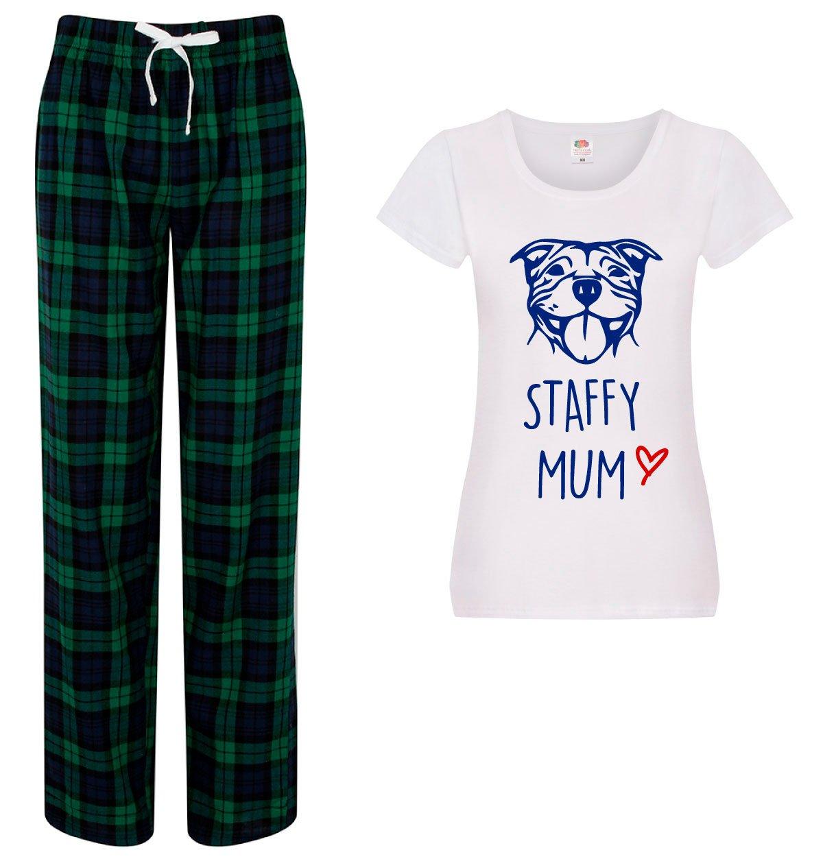 Ladies Staffy Mum Tartan Trouser Pyjamas