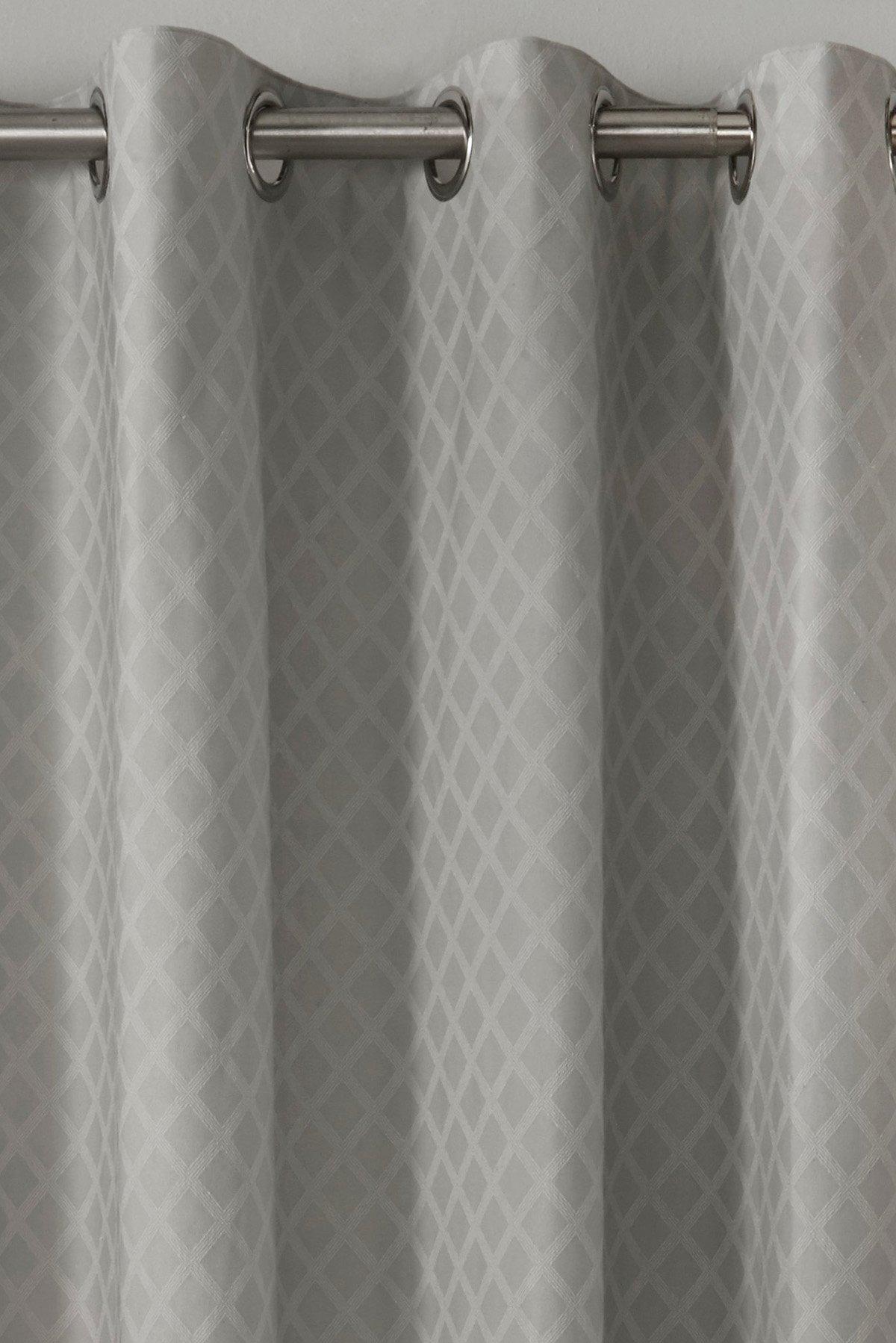 'Croma' Geometric Jacquard Pair of Eyelet Curtains