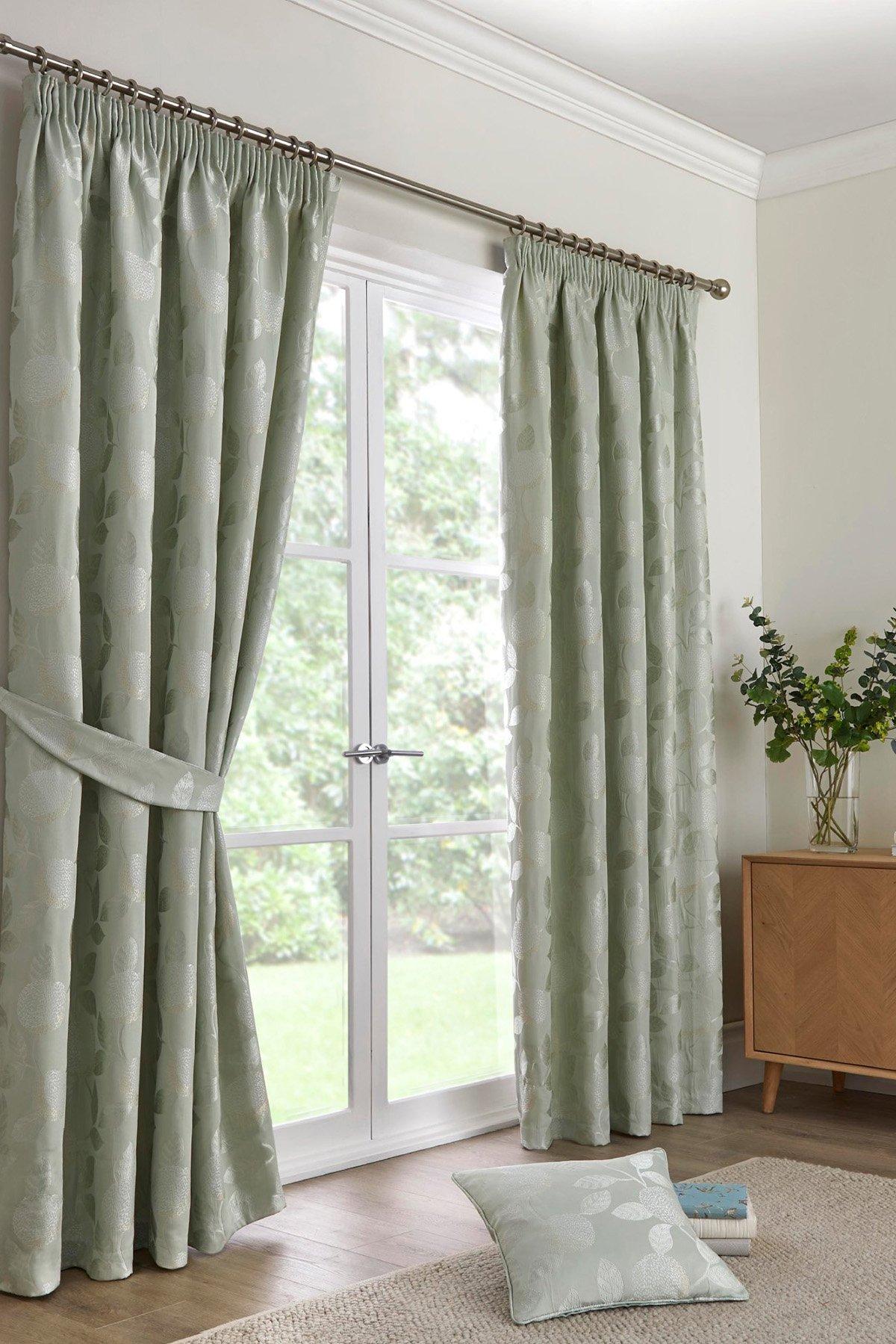 'Bramford' Woven Fully Lined Pair of Pencil Pleat Curtains