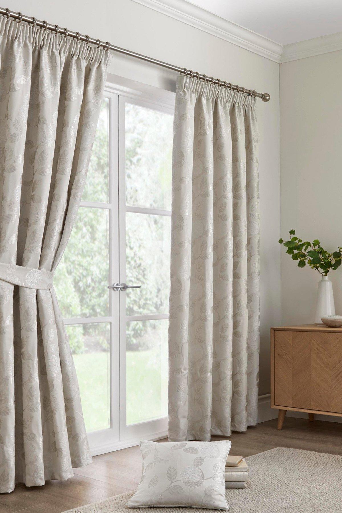 'Bramford' Woven Fully Lined Pair of Pencil Pleat Curtains