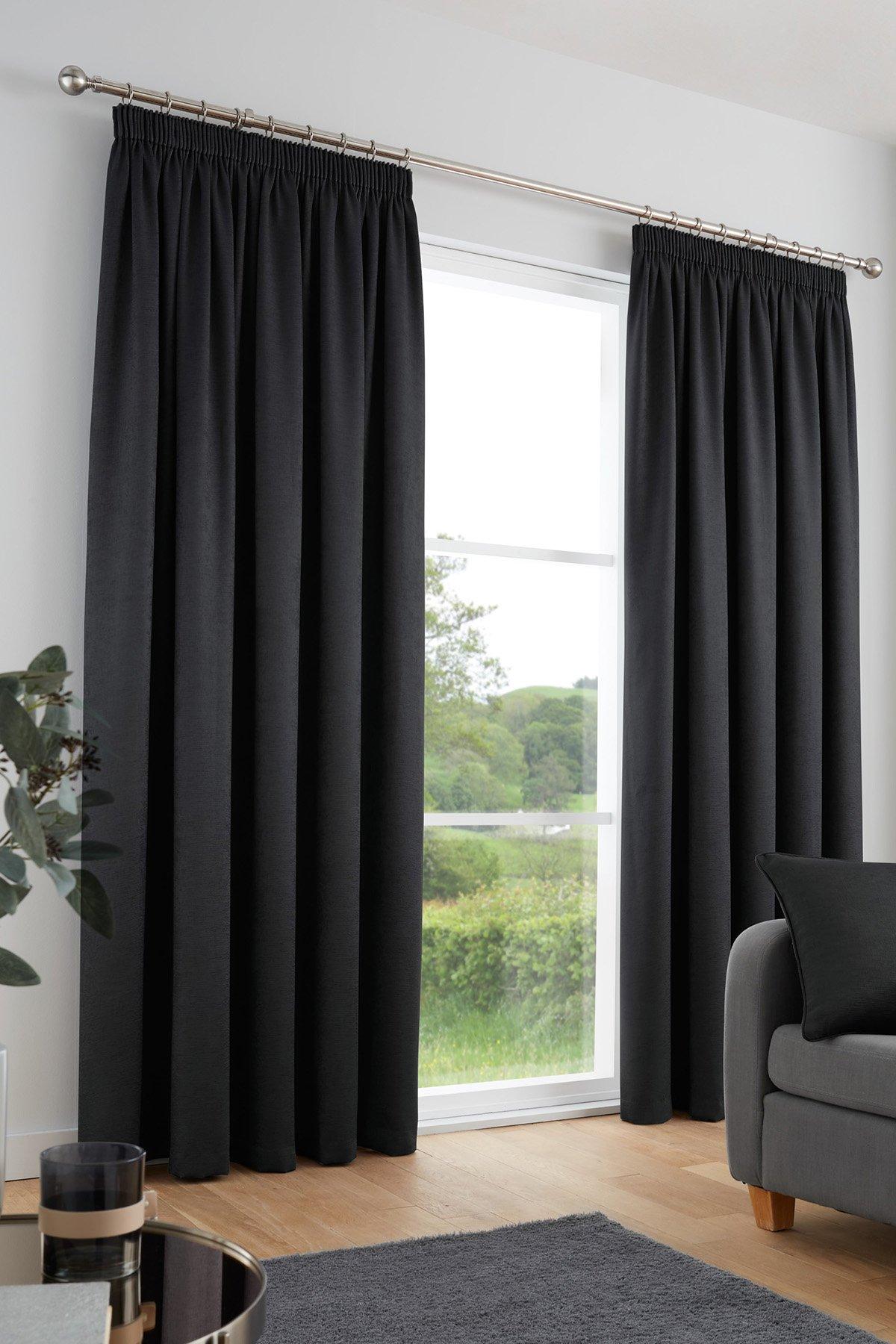 'Galaxy' Dim out woven Pair of Pencil Pleat Curtains