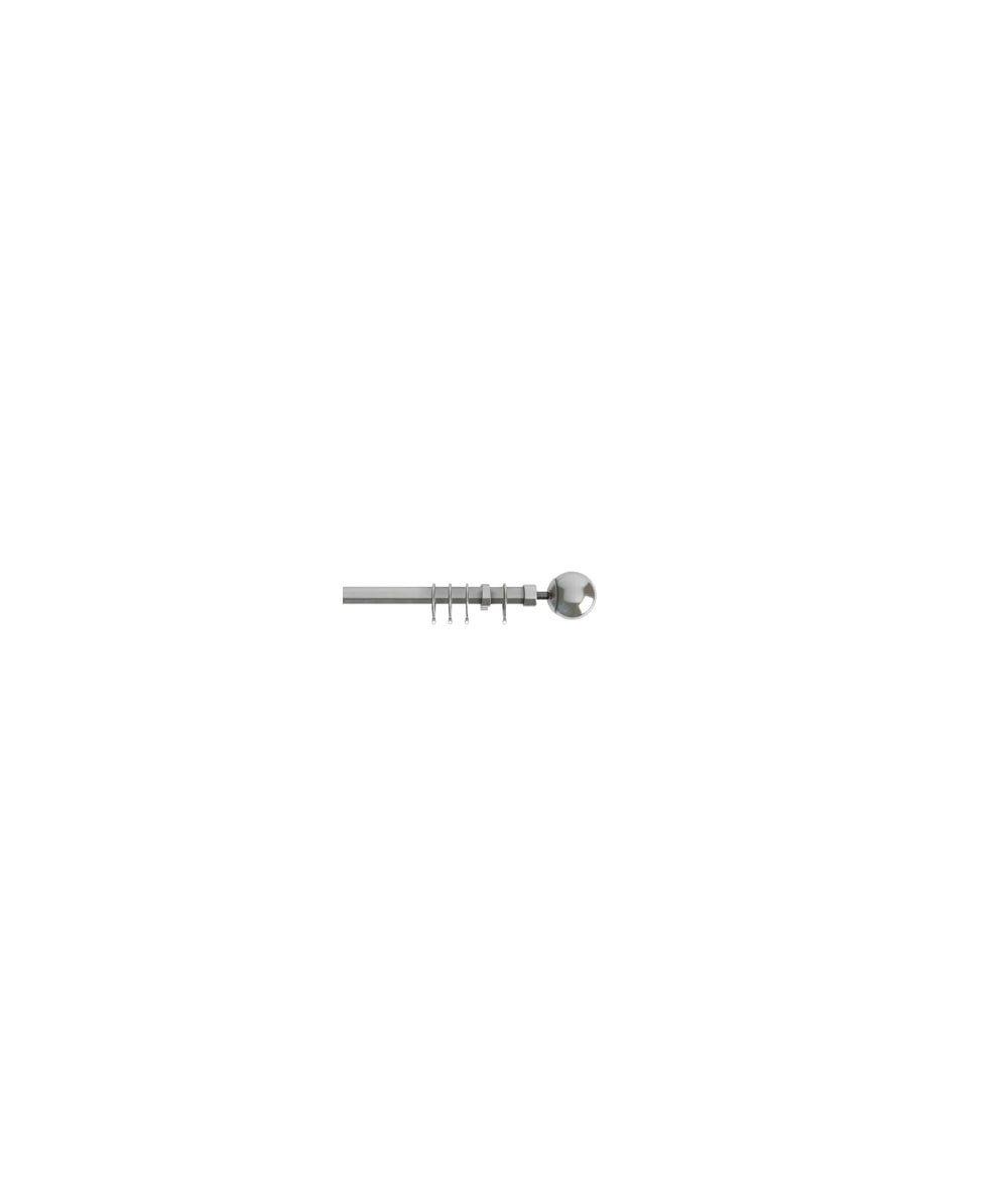 22-25mm - Finesse Ball End Metal Curtain Pole Set - Satin Silver