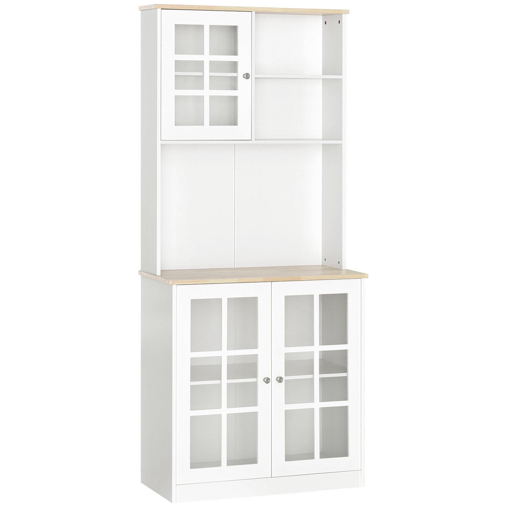 Home Sideboard Storage Cabinet Countertop Grid Glass Doors Shelves
