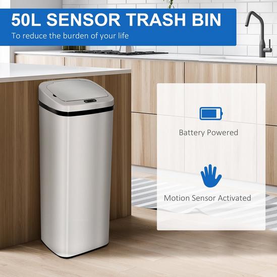 HOMCOM 50L Infrared Touchless Automatic Motion Sensor Dustbin 4