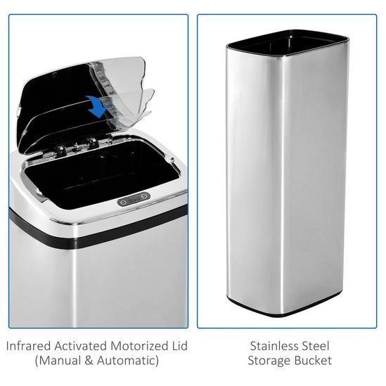HOMCOM 50L Infrared Touchless Automatic Motion Sensor Dustbin 6