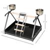 PAWHUT Bird PlayStand with Wooden Perch Ladder Feeding Cups for Macaw Parrot thumbnail 3