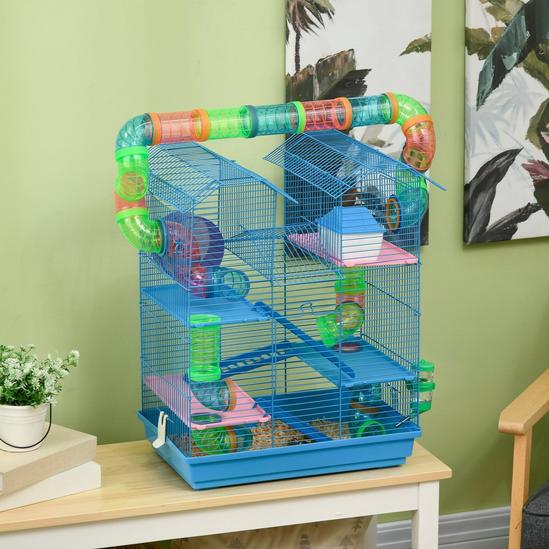 PAWHUT 5 Tiers Hamster Cage Small Animal Travel Carrier Habitat 2