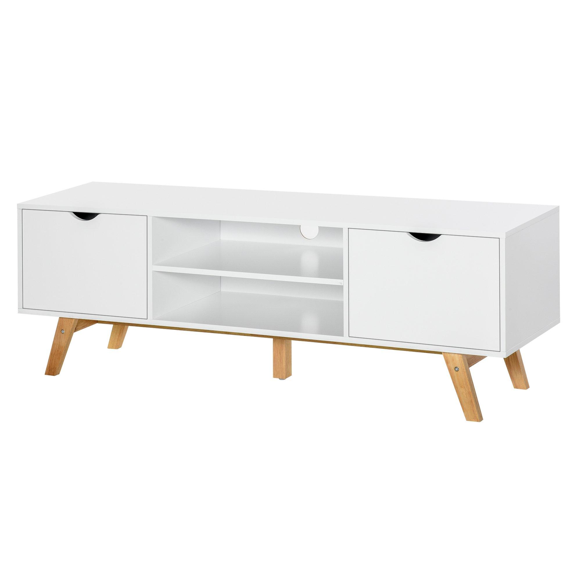 Elegant TV Stand Storage Cabinet Media Unit   Wood Legs 2 Cupboards