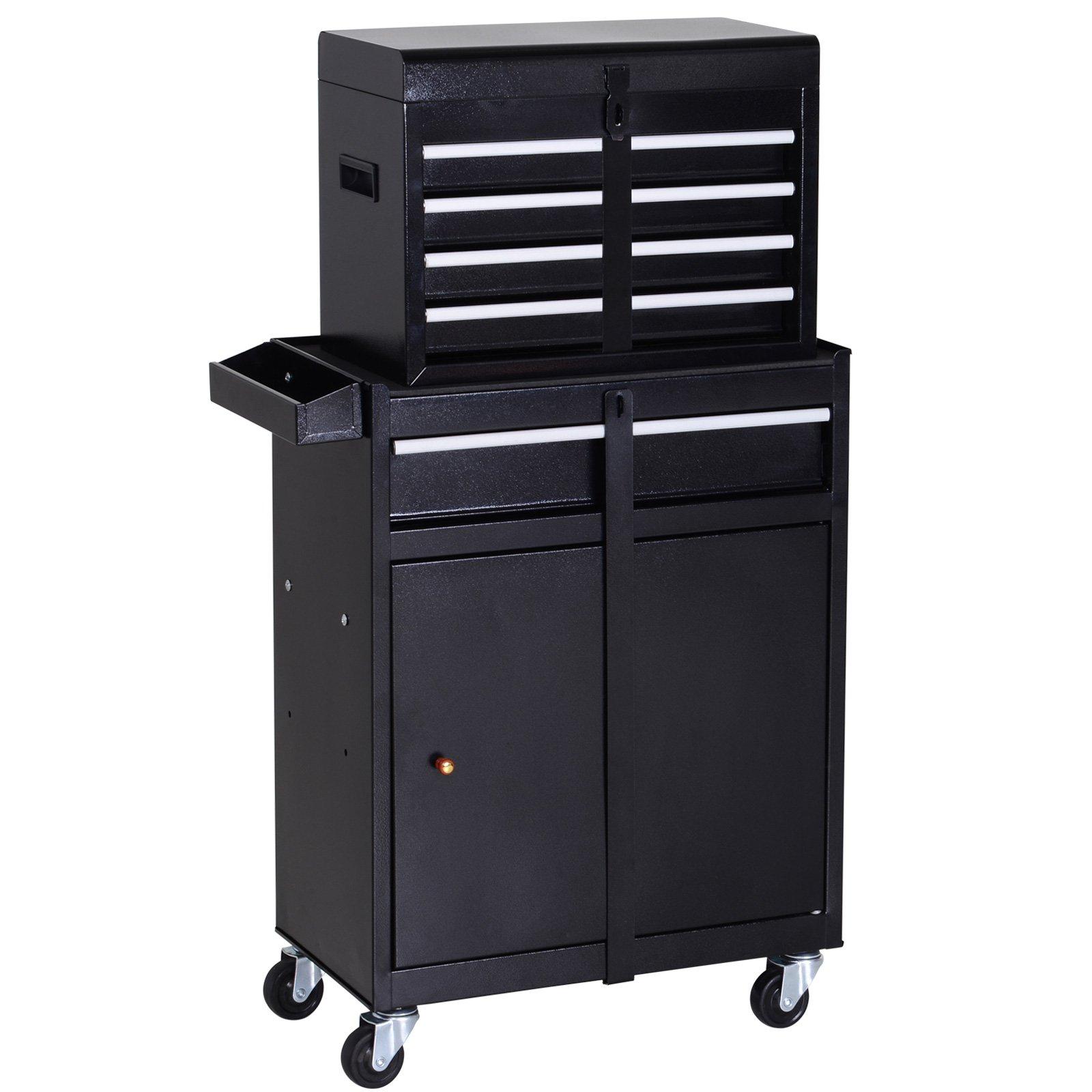 2 in 1 Metal Tool Cabinet Cart Storage Box Cabinet Pegboard Chest